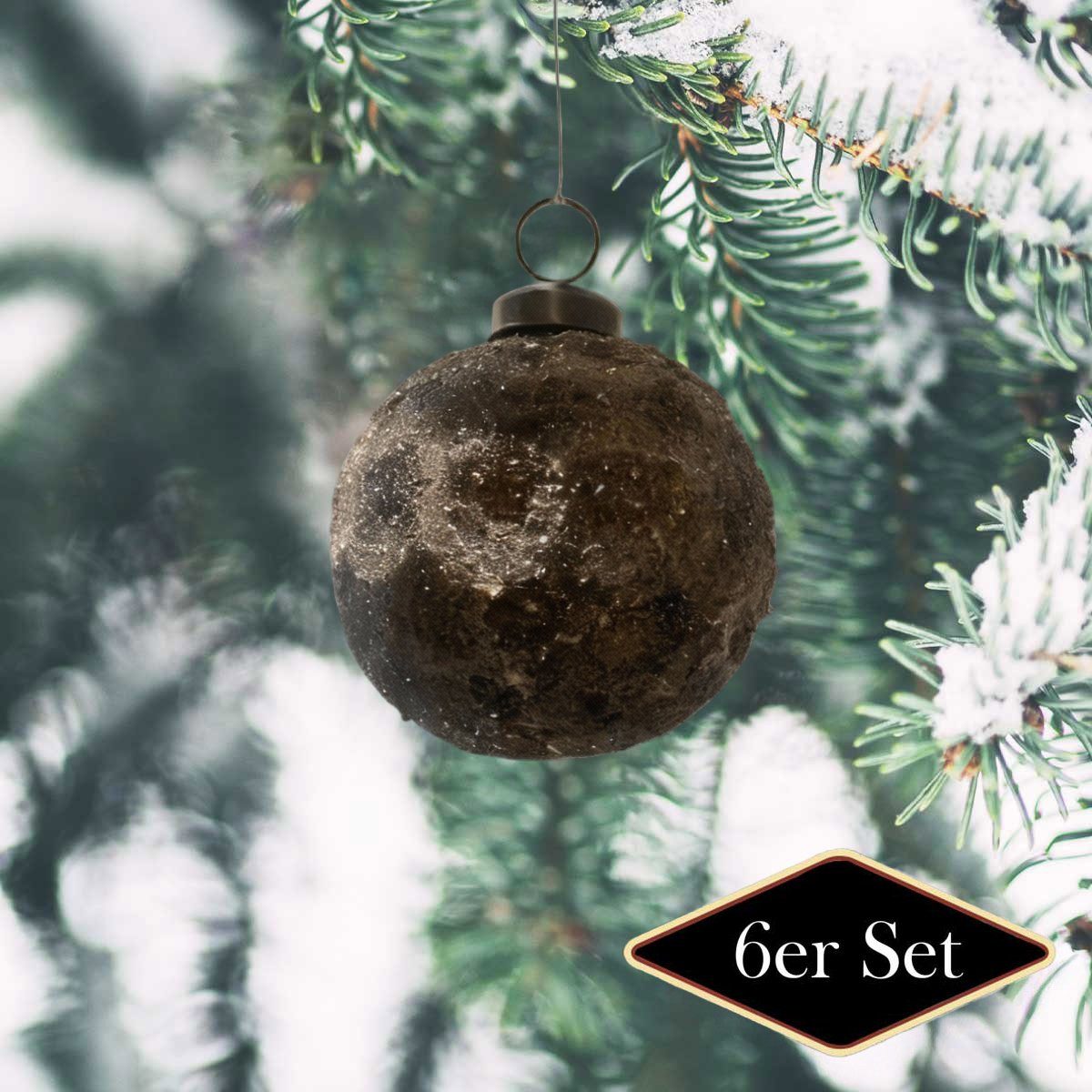 Antikas Weihnachtsfigur Premium Weihnachtskugel, Glas, braun strukturiert