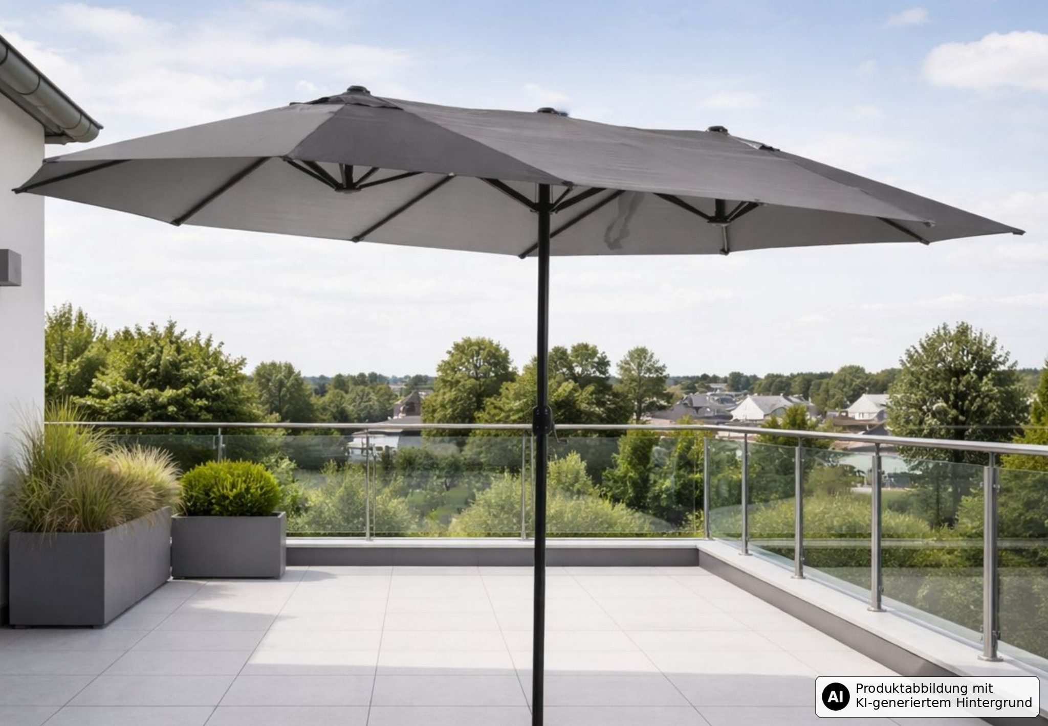Leco Sonnenschirm Oval-Sonnenschirm Doppel-Sonnenschirm "DAS ORIGINAL" 4,6x2,7x2,45 m, LxB: 460x270 cm, 460 x 270 x H 245 cm – Bild 2 von 5