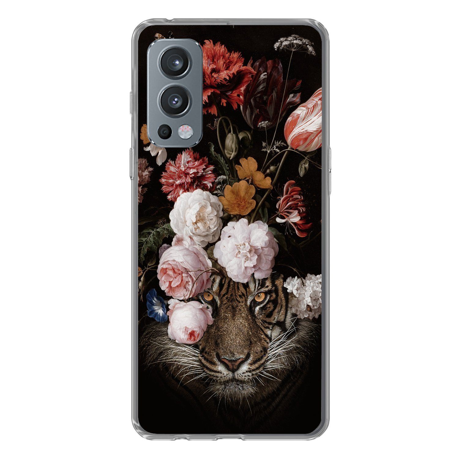 MuchoWow Handyhülle für OnePlus Nord 2 5G Blumen - Jan Davidsz de Heem - Tiger - Gemälde -, Phone Case, Silikon, Schutzhülle Dünn