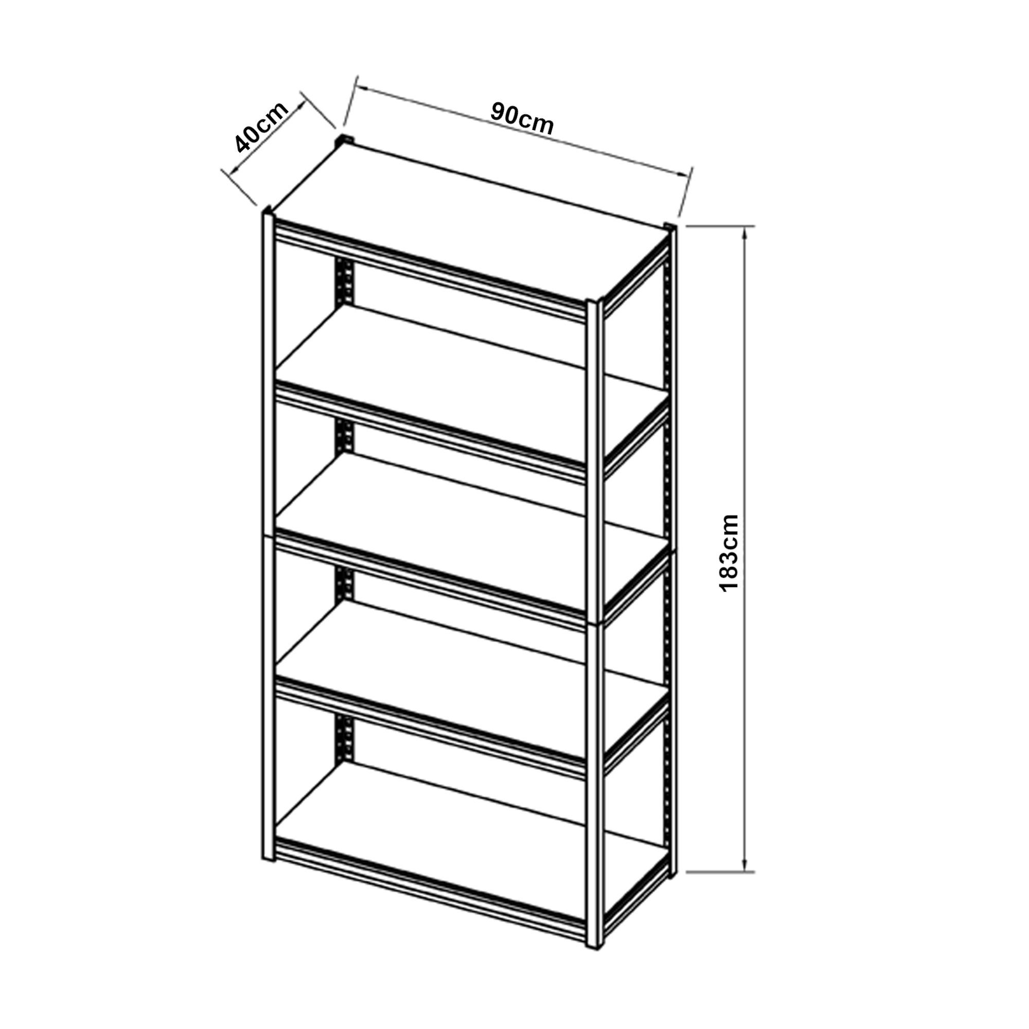 Standregal en.casa aus Stahl 183x90x40cm Schwarz Schwerlastregal, / »Austrheim« Silber