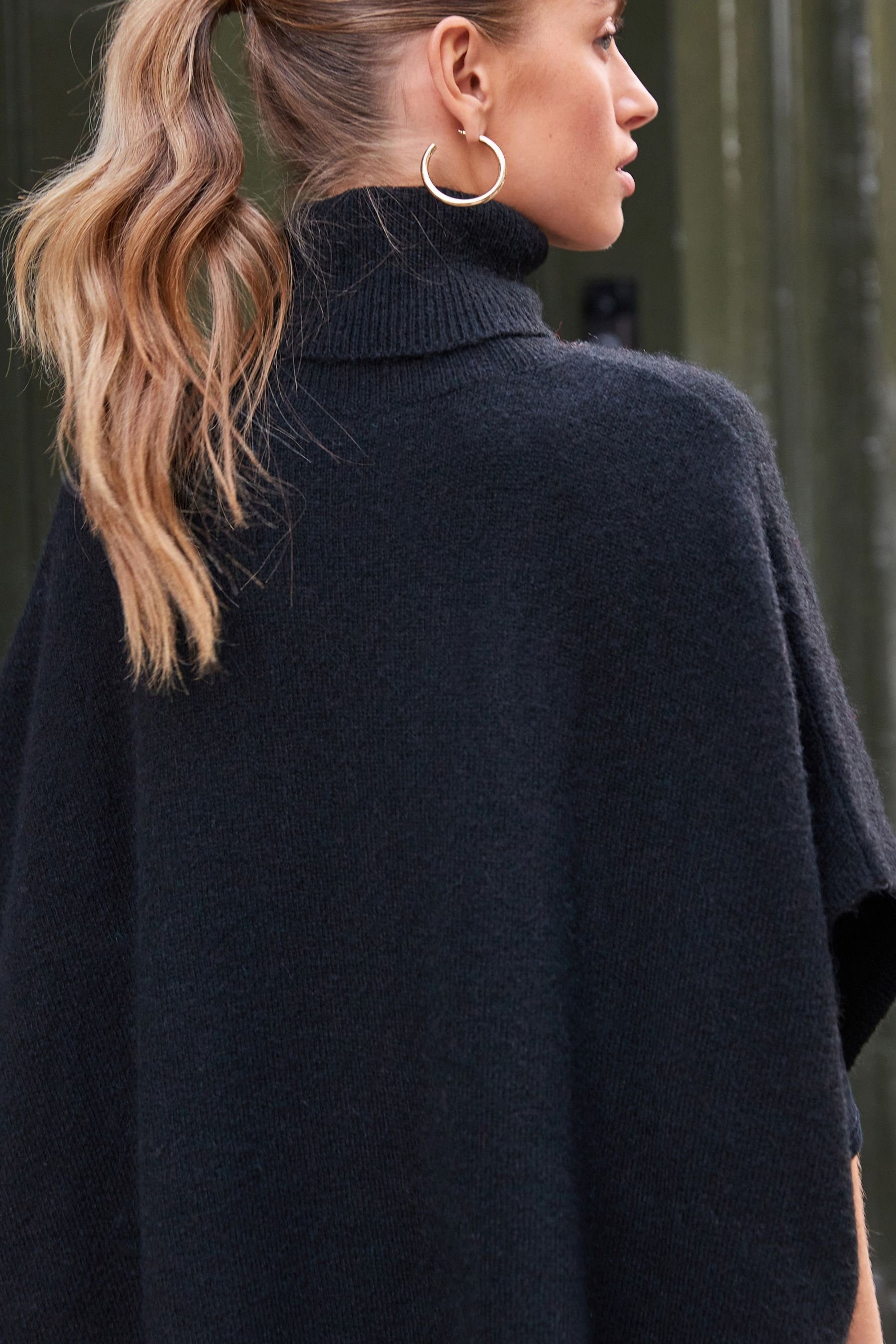 Next Strickponcho Poncho-Pullover mit Rollkragen Noppenmuster günstig online kaufen