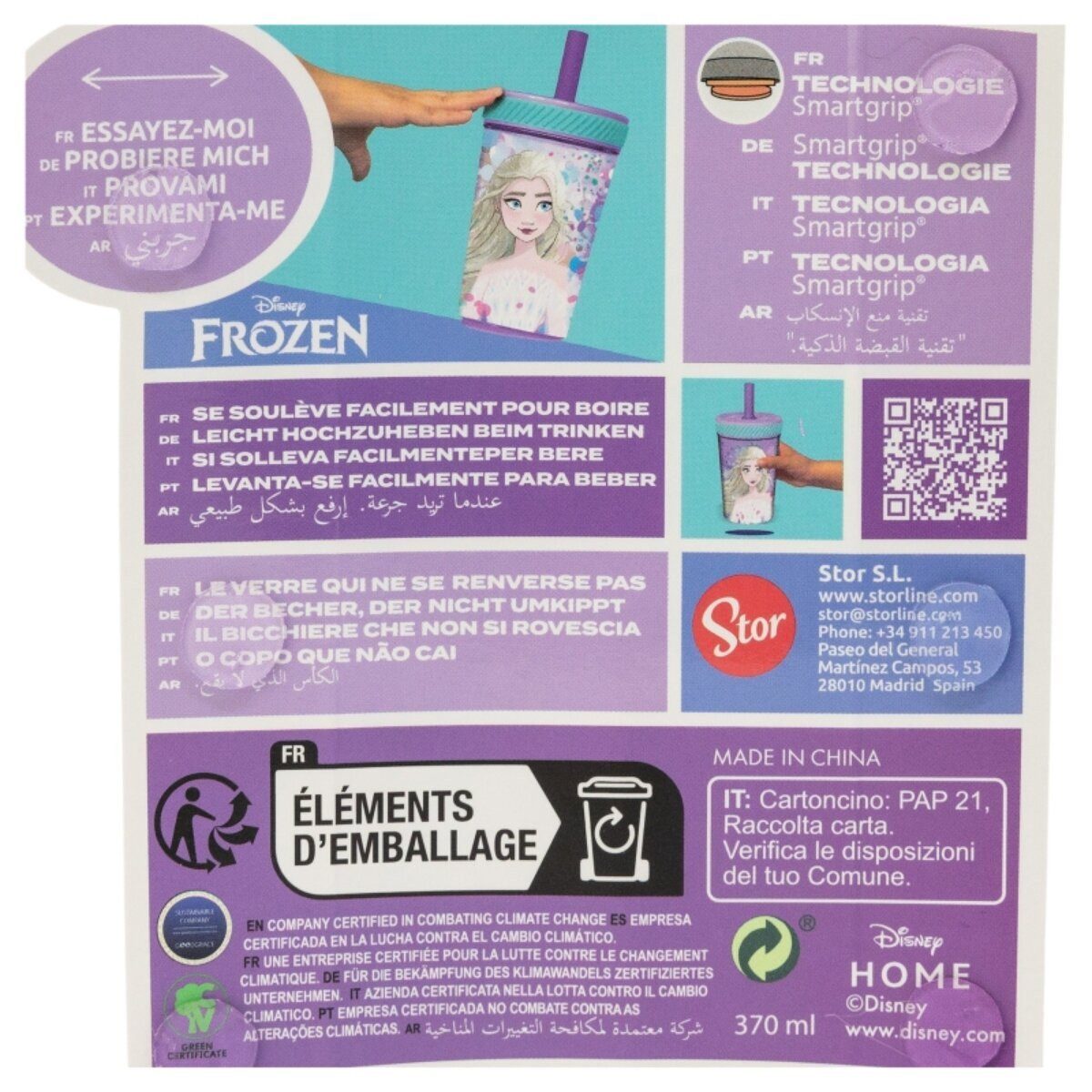 Disney Trinkflasche Disney Frozen Kippsicher Trinkbecher PP 370ml Drop Safe