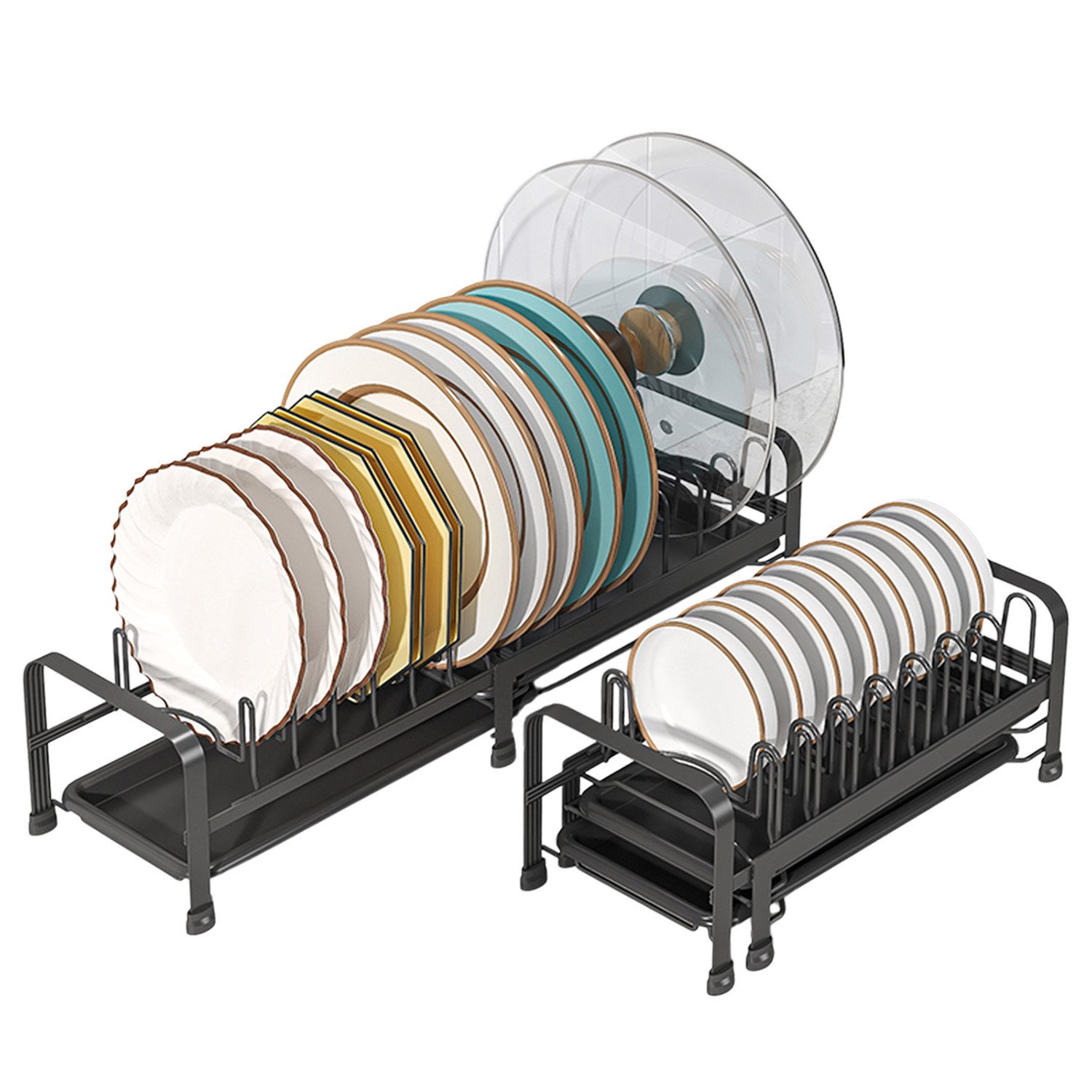 Geschirrständer Ausziehbares Abtropfgestell Geschirr mit Abtropfschale,Abnehmbar