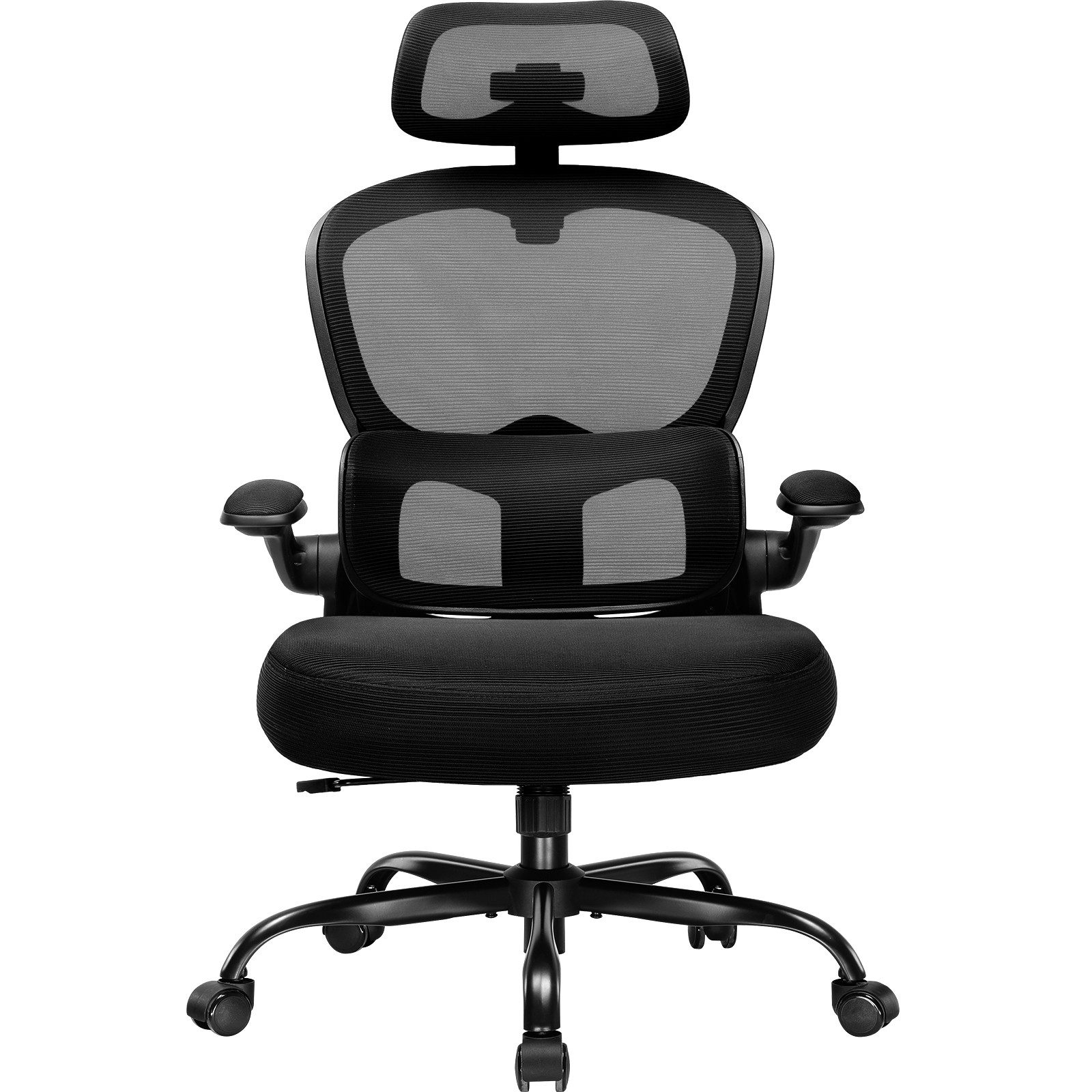 COMHOMA Bürostuhl Ergonomischer Schreibtischstuhl mit 3D Kopf- und Lendenwirbelstütze (Packung), verstellbare Kopfstütze und Armlehnen, Höhenverstellbar – Bild 2 von 5