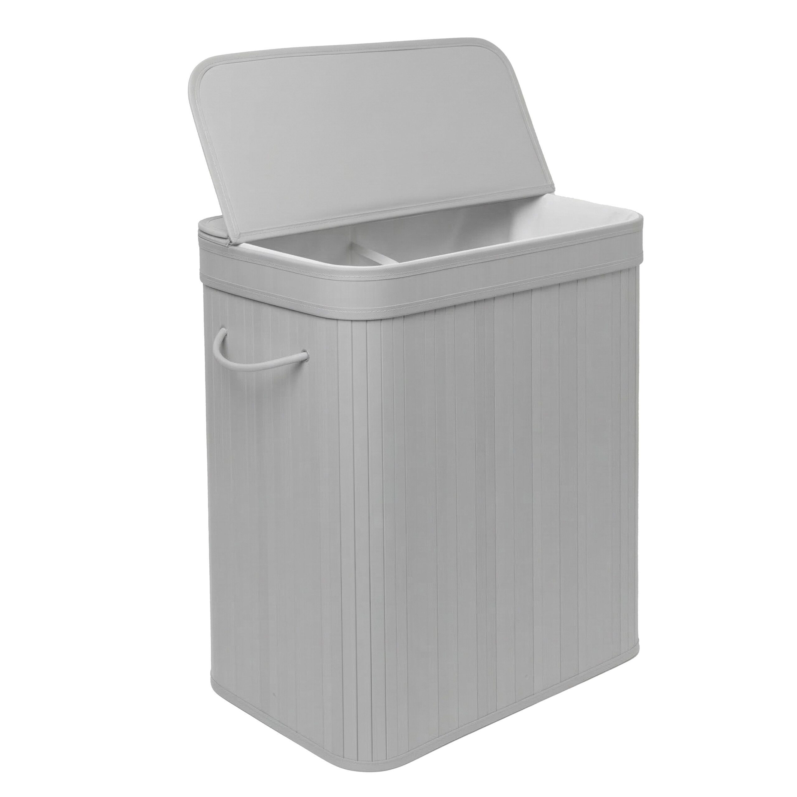 relaxdays Wäschekorb Bambus Wäschekorb mit Deckel, grau, 100 L