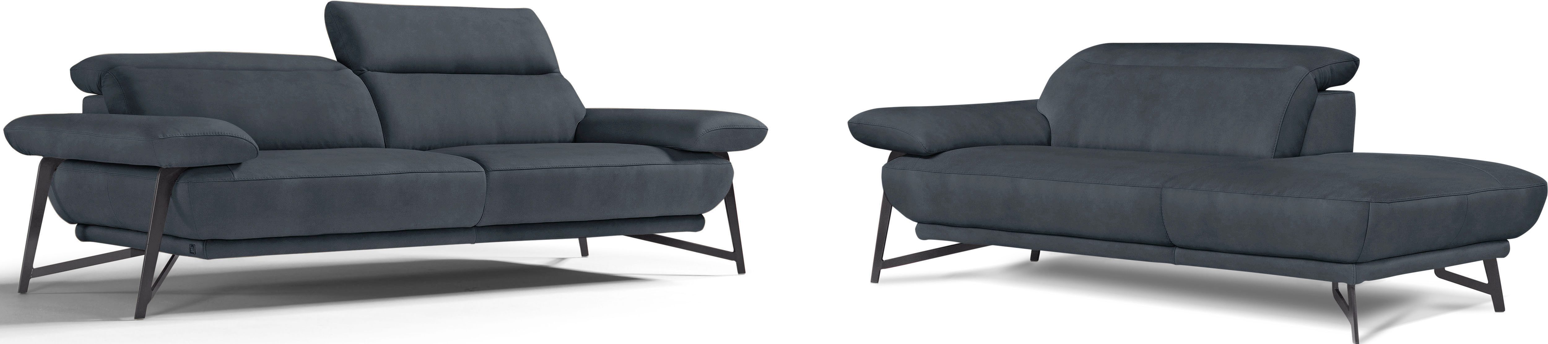 Egoitaliano Sofa Anais, Design mit hohem Sitzkomfort, Fußfarbe schattengrau, Set, Kopfteil verstellbar, Luxus-Microfaser, dunkelgrau
