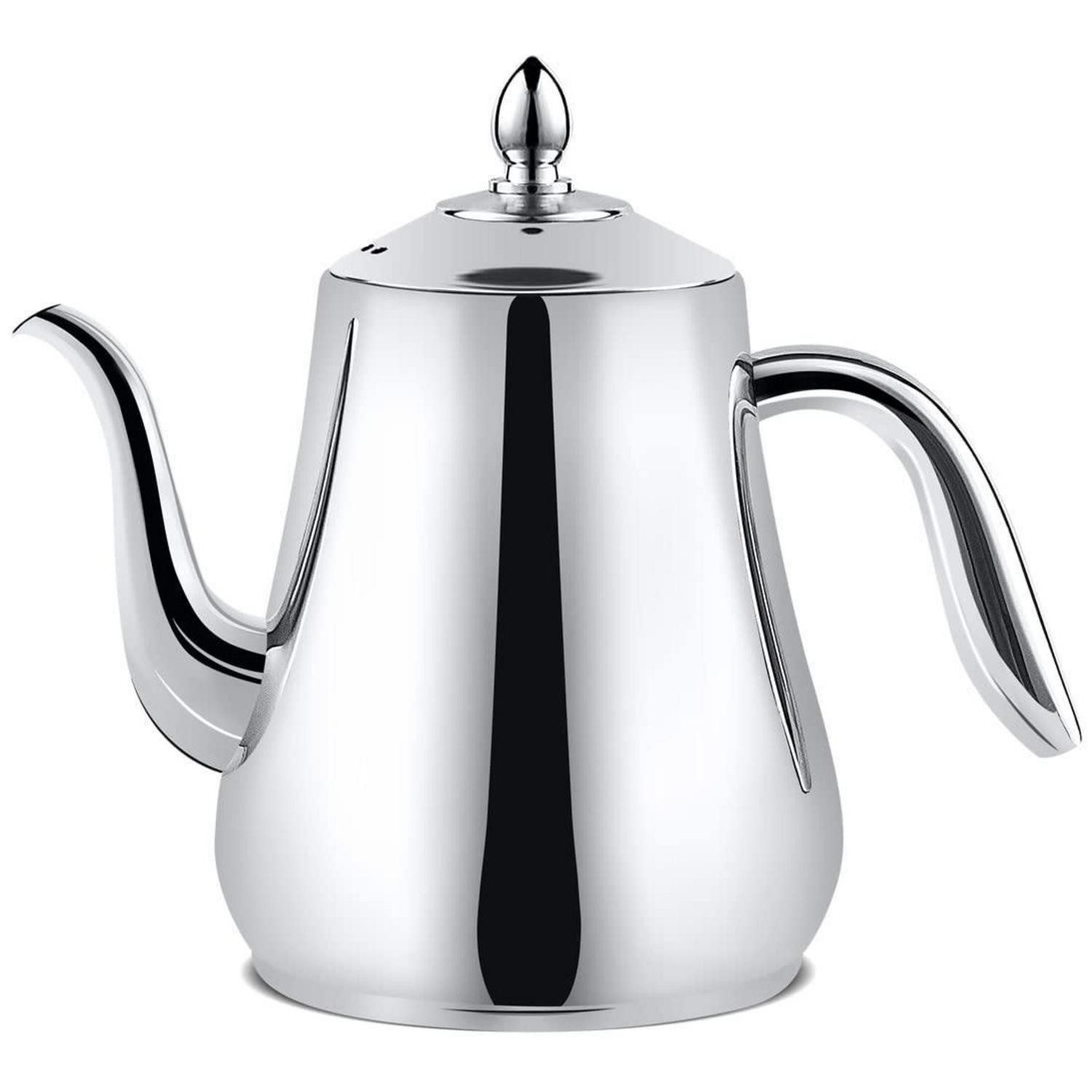 LuxusKollektion Teekanne Teekanne Edelstahl 1550ml mit Sieb Silber