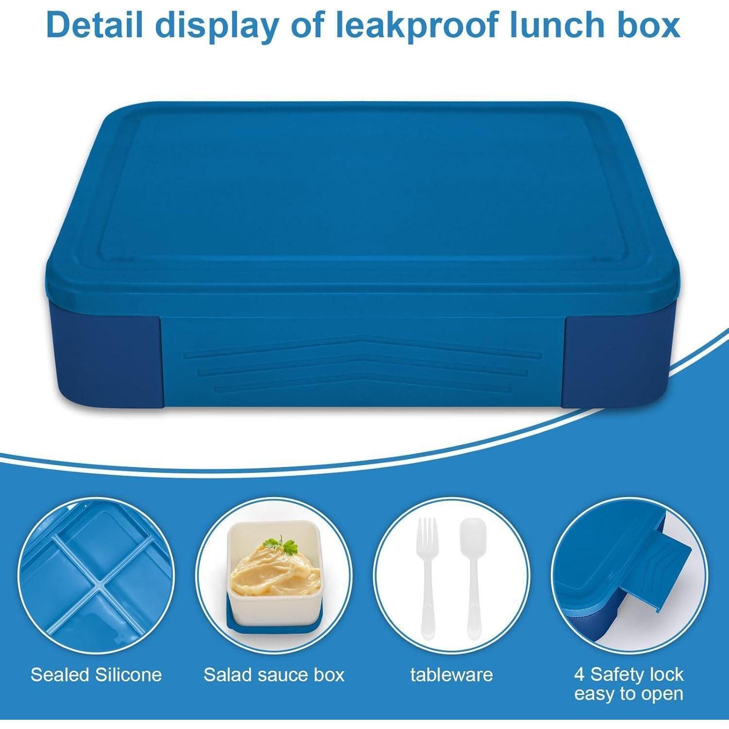 LuxusKollektion Lunchbox Brotdose Kinder mit Fächern 1300ml Lunchbox Vesperdose Marineblau, Kunststoff – Bild 2 von 5