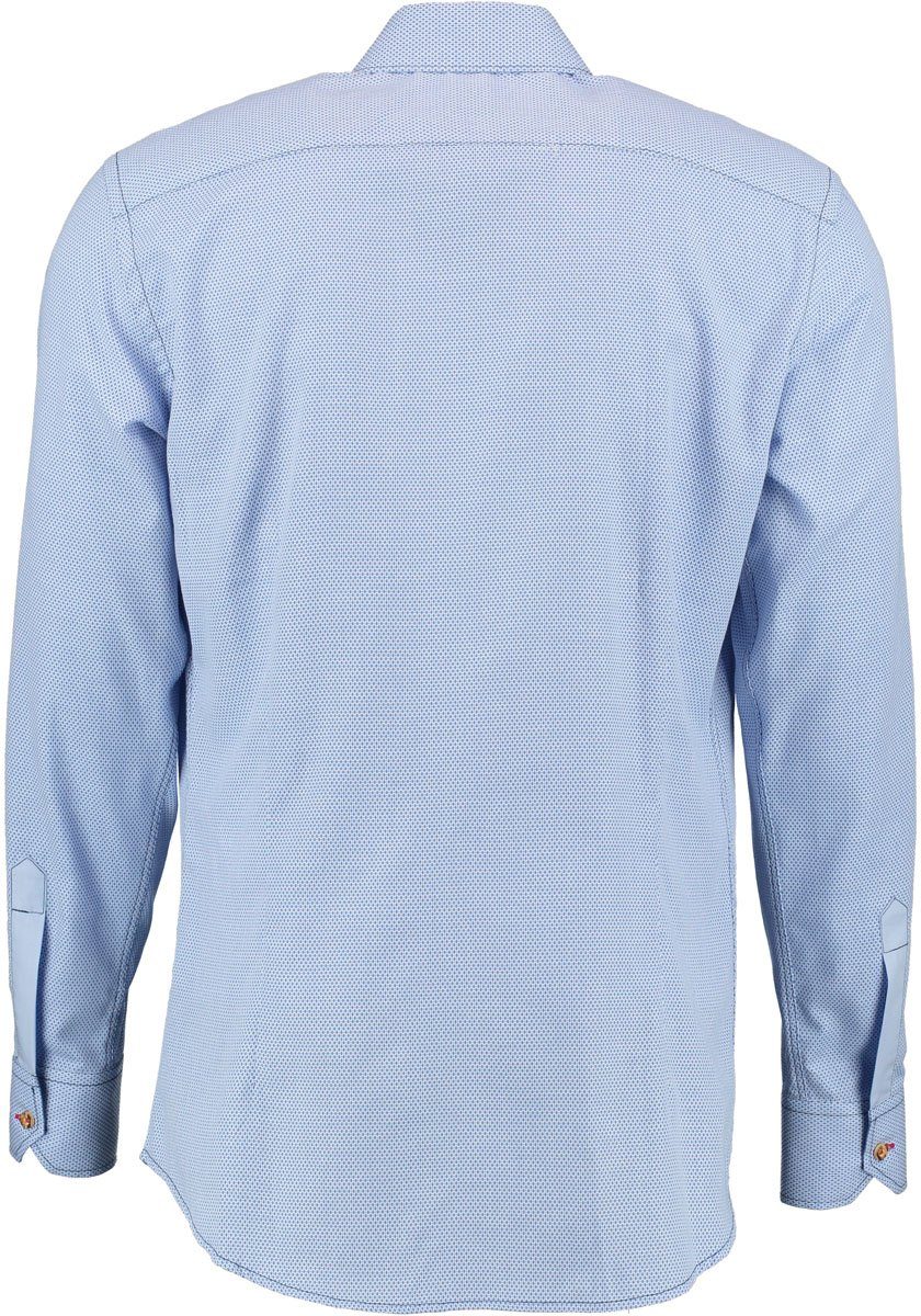 Brusttasche Langarmhemd Keteyo mit Trachtenhemd und Haifischkragen mittelblau OS-Trachten