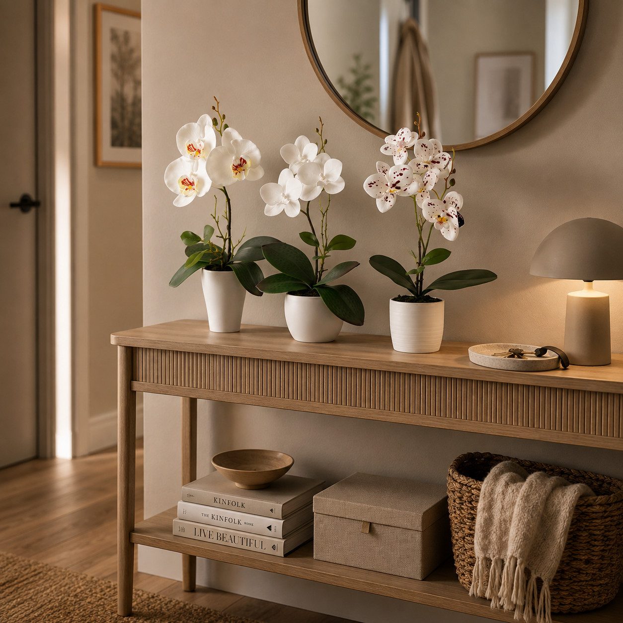 Kunstorchidee 3er Set künstliche Orchideen wie echt (35cm) in Hochglanz-Keramiktopf Orchidee, PASCH – Bild 5 von 5