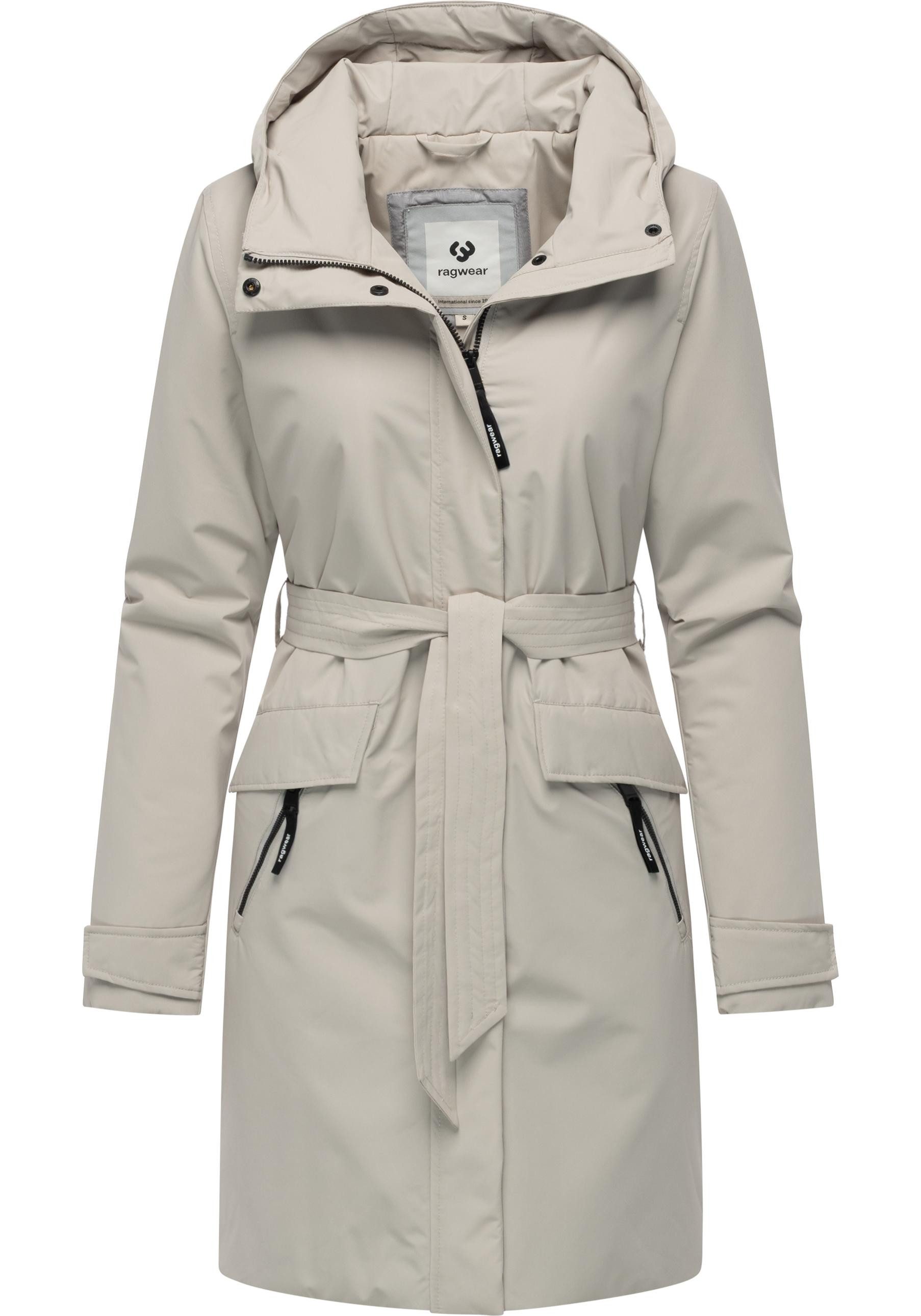 Ragwear Kurzmantel Horatia Warm YOUMODO Wasserdichter Wintermantel mit Bindegürtel