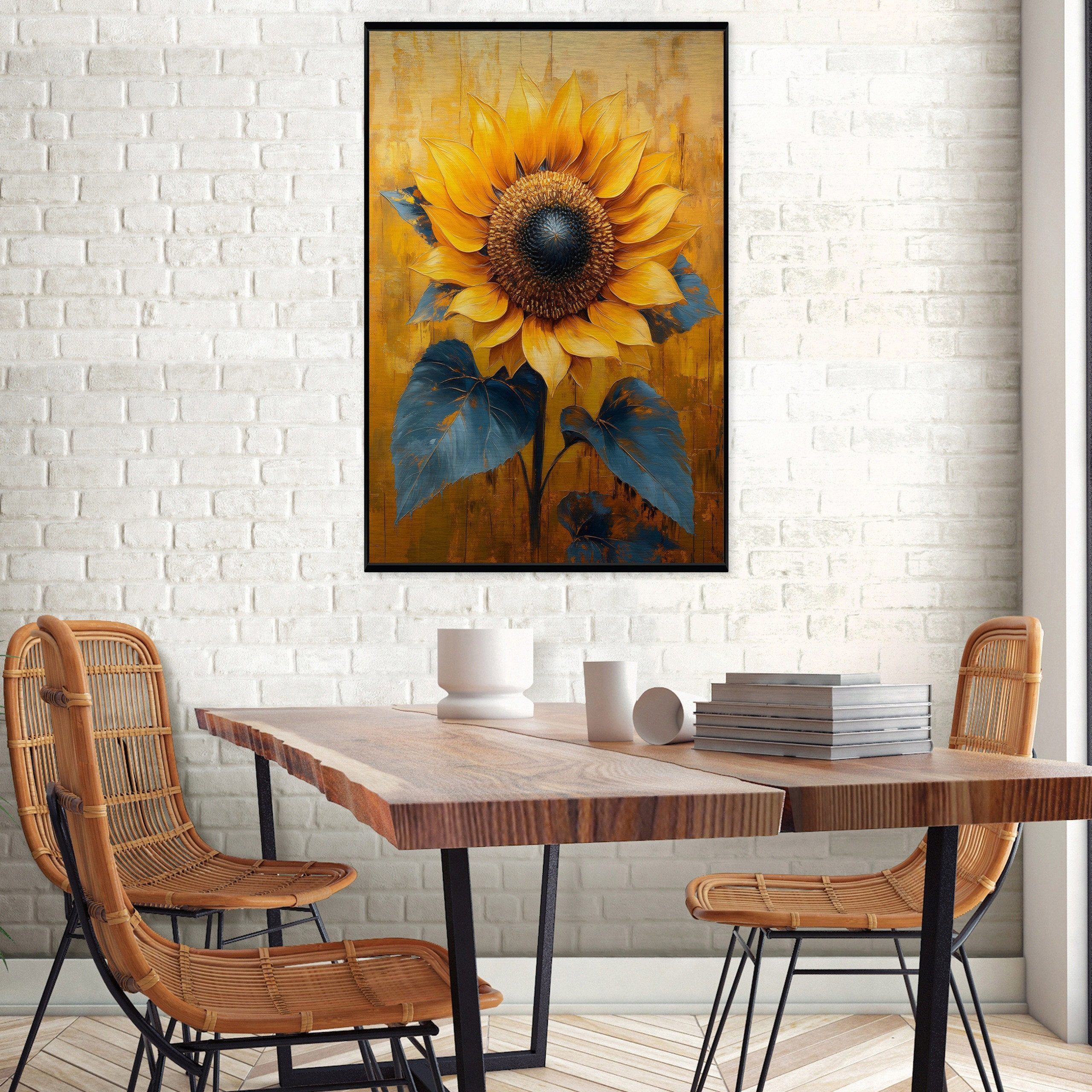 Wallarena Wandbild Blumen Metall gerahmt farbintensiv lichtecht Wohnzimmer, Blumen, 100 x 150 cm