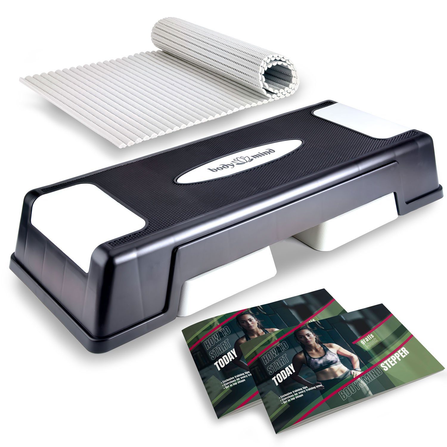 Body & Mind Stepper 3-Step Aerobic Stepper –Rutschfestes Steppbrett für Fitness & Training (Elite-Board, Mehrstufig), Anti-Rutsch-Matte