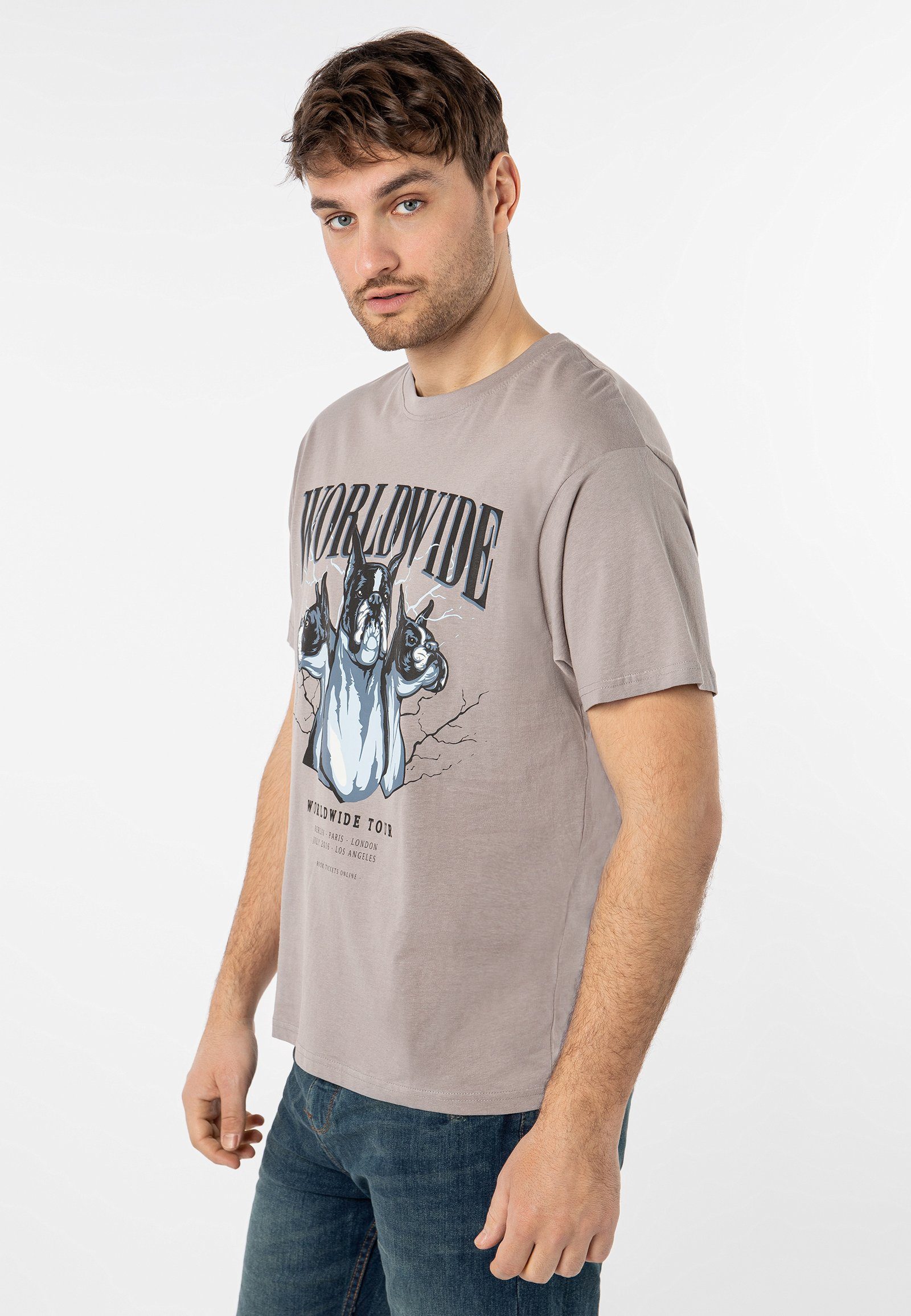 SUBLEVEL T-Shirt T-Shirt mit Print light-grey DOGS