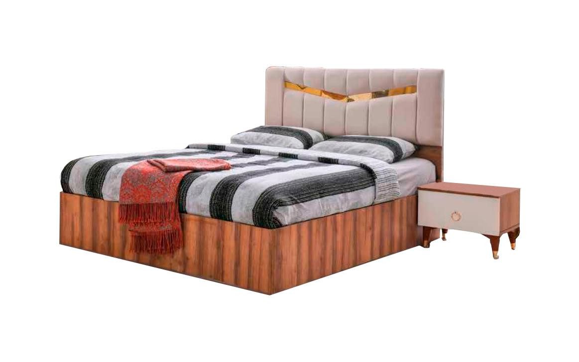 JVmoebel Bett Rechteckig Bett Braun Beige Modern Design Stil Schlafzimmer Textil (1-tlg., Nur Bett), Made in Europa