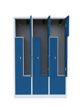 Steelboxx Spind 6er Z-Spind Umkleideschrank Stahl Kleiderspind 180x118,5x50cm (1-St) Komplett verschweißt und montiert - keine Montage erforderlich