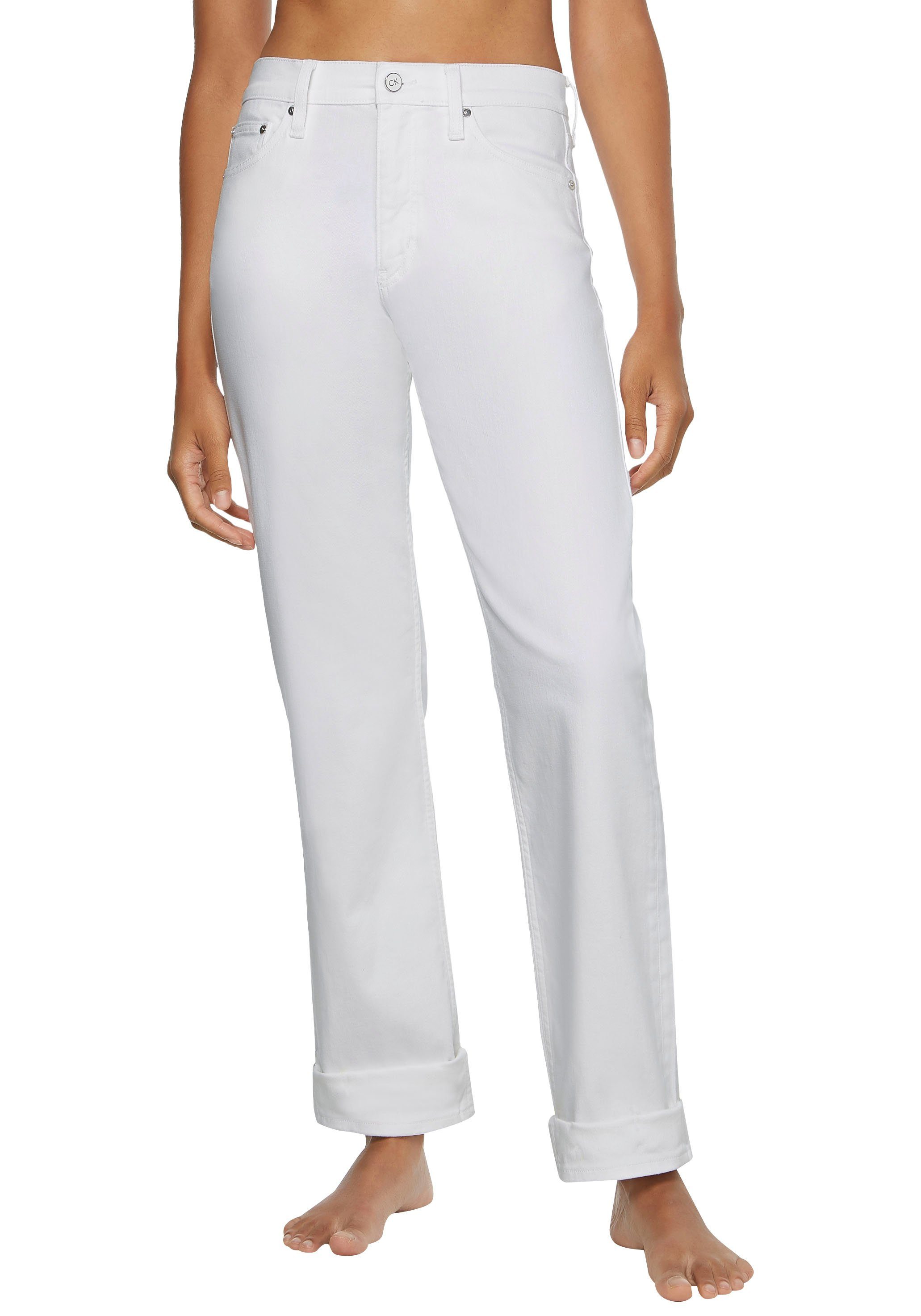 Calvin Klein Straight-Jeans »HIGH RISE STRAIGHT« mit Calvin Klein  Logo-Badge online kaufen | OTTO