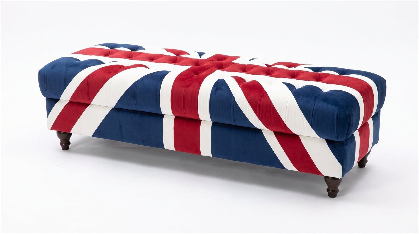 Xlmoebel Ottomane Chesterfield Ottomane Sitzbank Union Jack Samt British Style Vintage, 1 Teile