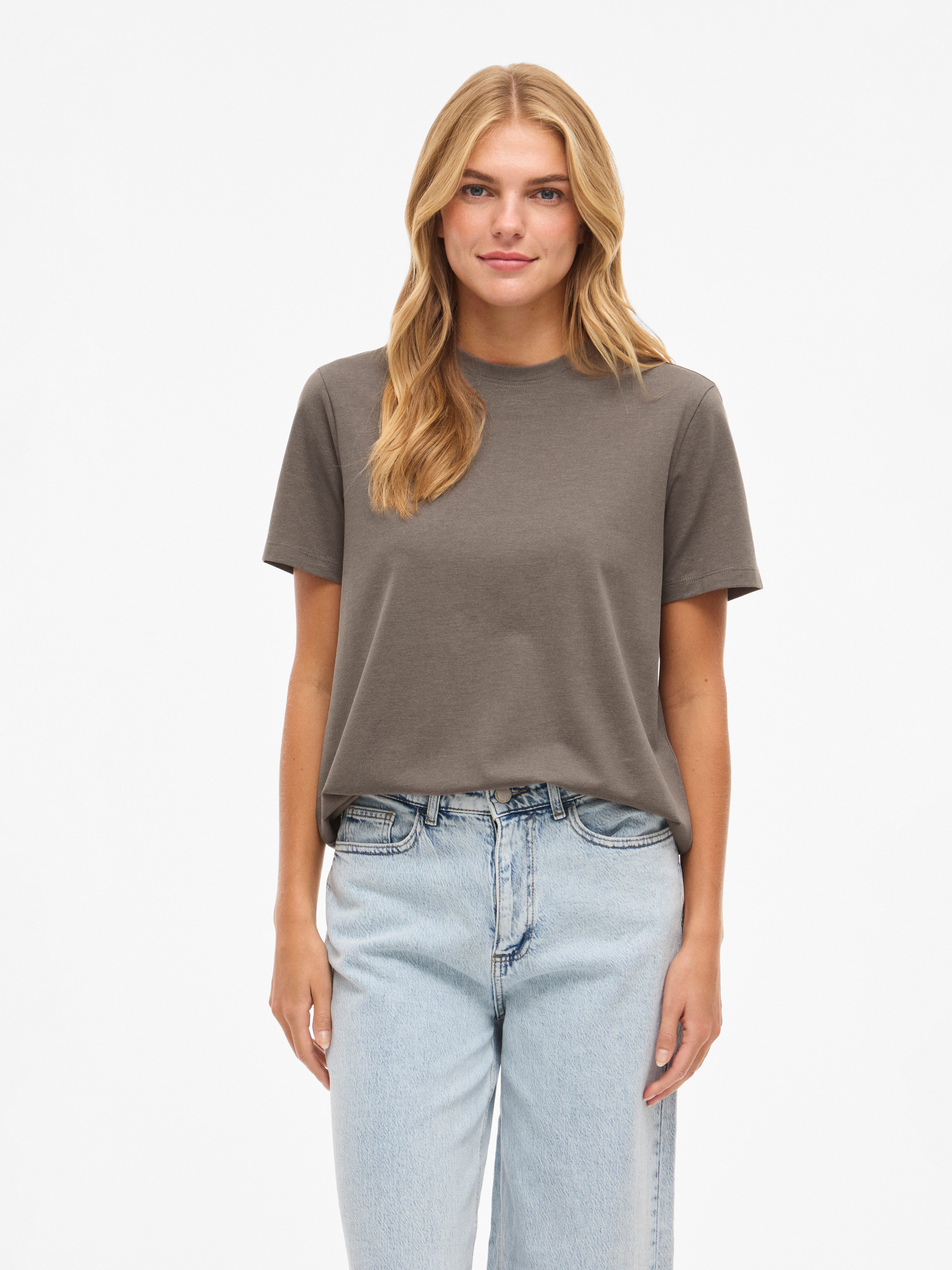 Vila Kurzarmshirt VINORA S/S T-SHIRT - NOOS Baumwollmischung, regular fit