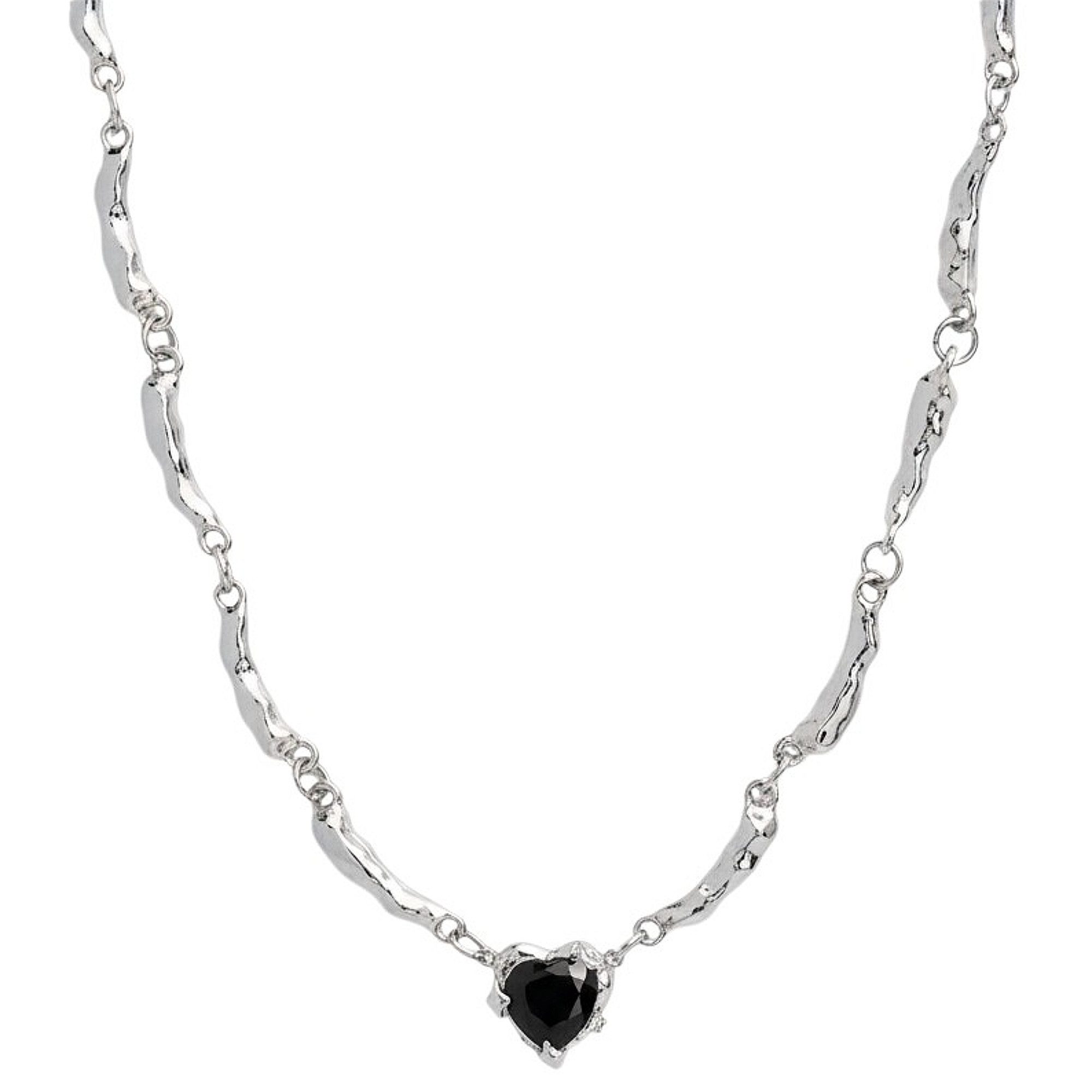 Kette mit Anhänger Halskette Herz Zirkon Damen Silber Kette 38 cm