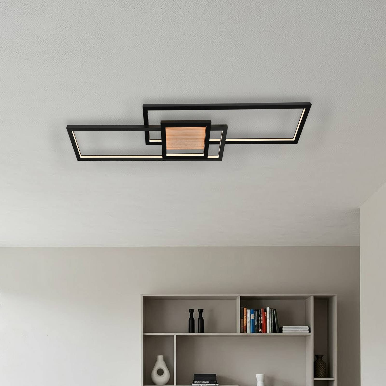 Lindby Deckenleuchten Emiljan, LED, Metall, Schwarz warmweiß IP20, LED 36,5 W gesamt, warmweiß