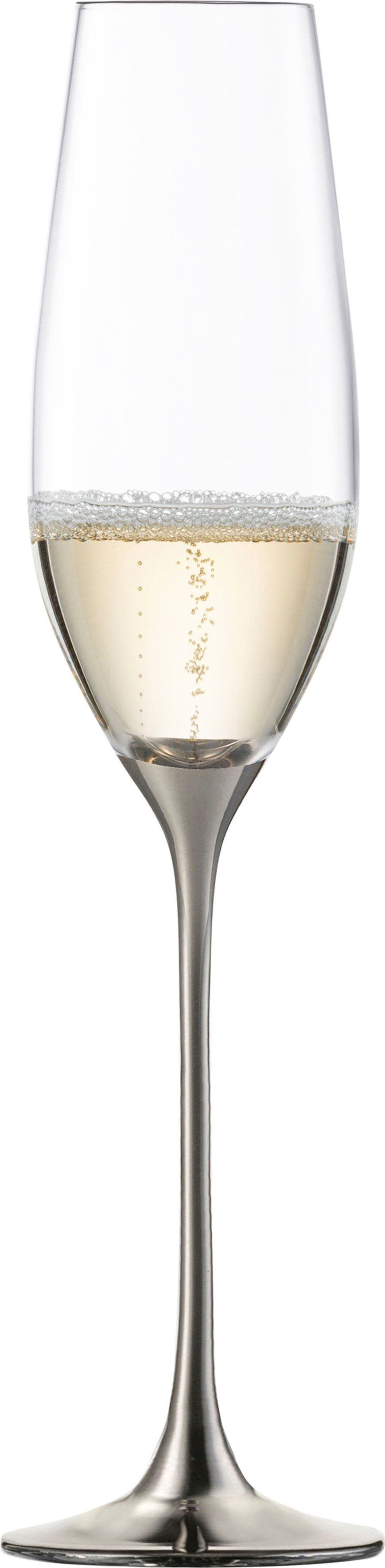 Eisch Germany Sektglas Champagner Exklusiv, 2-tlg., Kristallglas, Auflage in Platin, 180 ml, 2-teilig
