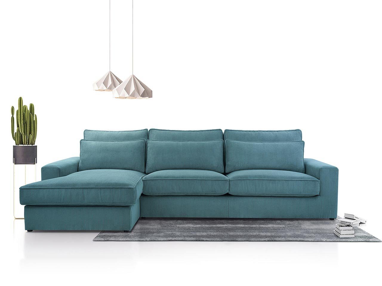 MKS MÖBEL Ecksofa CANES, L - Form Couch, mit lose Kissen, modern Ecksofa Blau Lincoln