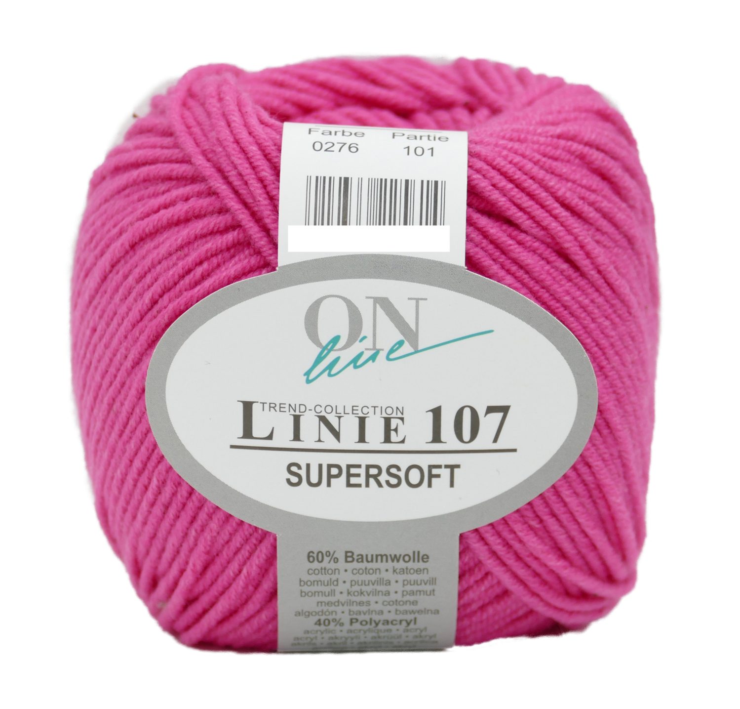 Online Garne Linie 107 Supersoft Baumwollmischgarn Häkelwolle, (pastell und bunt, Wolle zum stricken und häkeln, Strickgarn, Handstrickgarn), 60% Baumwolle, 40% Polyacryl