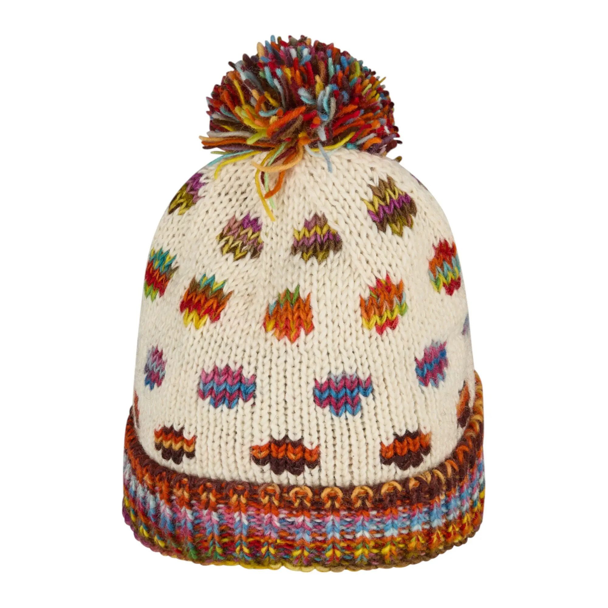 THC Natural Line Bommelmütze THC Schafwoll Pudelmütze 840 gepunktet (1 Stück, 1-St., 1 Stück) Innenfutter: Fleece