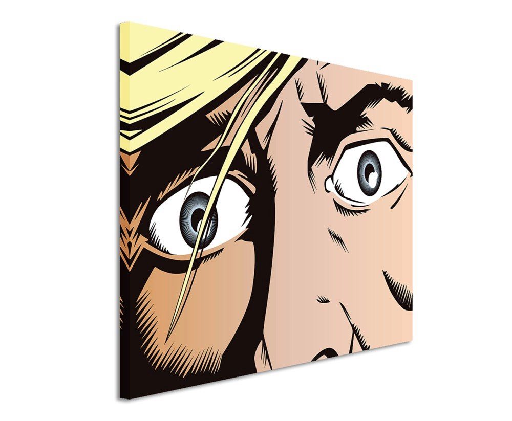 Sinus Art Leinwandbild Mann mit aufgerissenen Augen im Pop Art Stil auf Lei günstig online kaufen