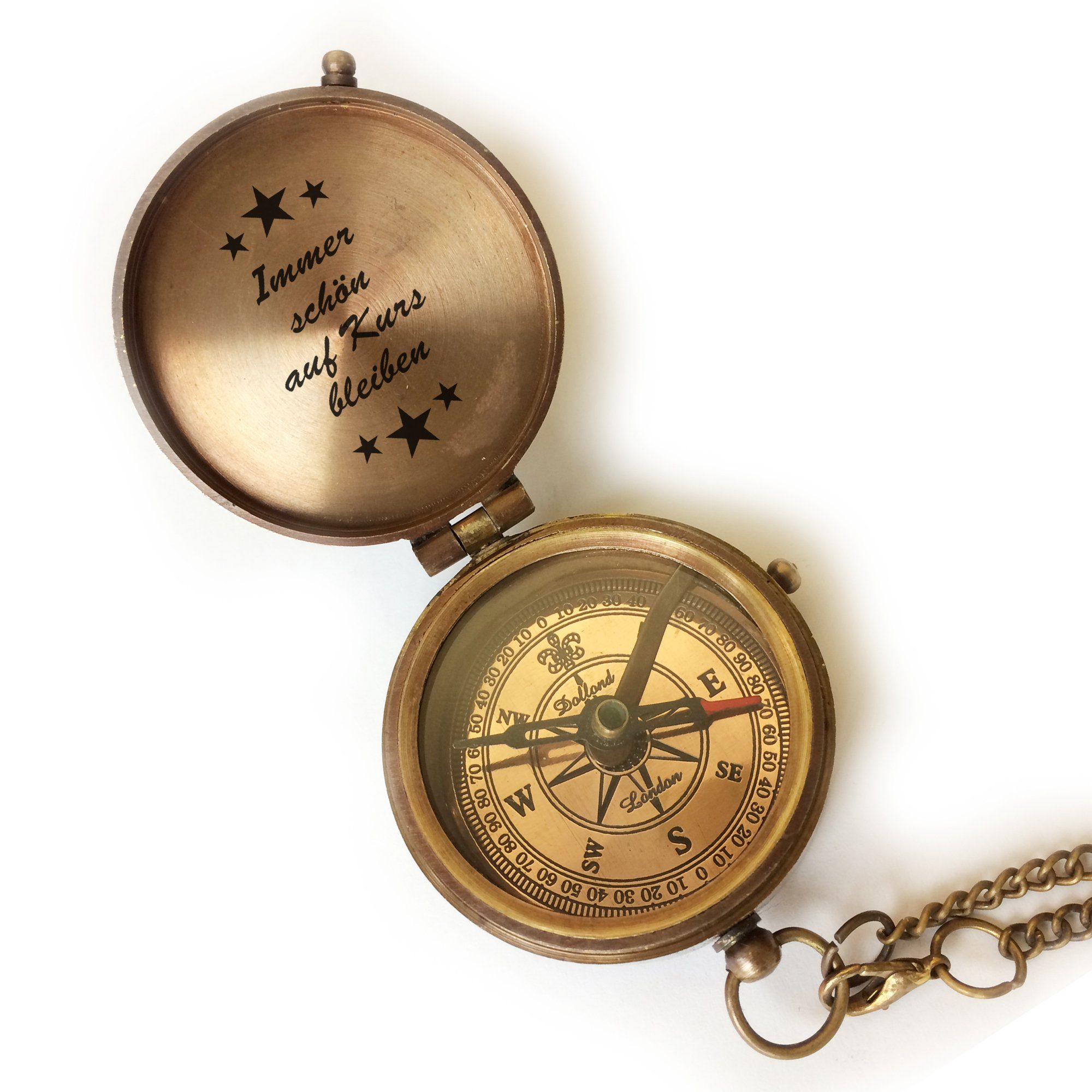 elbedruck Kompass Kompass Gravur Ledertasche Vintage verschiedene mit Motiv ohne Geschenkidee tolle Designs Anlässe mit Messing oder Optik "Kurs" Geschenkbox
