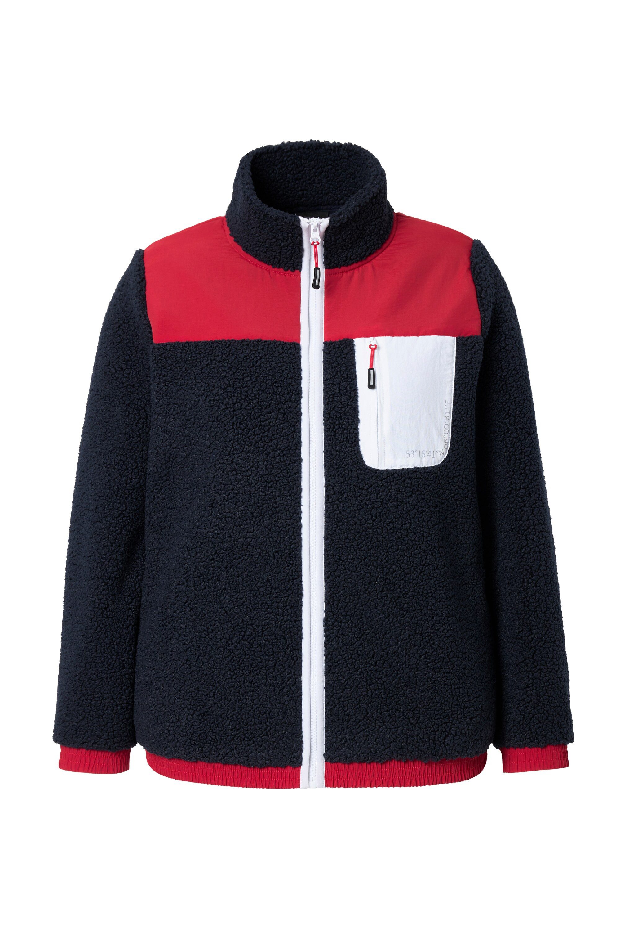 Ulla Popken Sweatjacke Teddyfleece-Jacke Patches Stehkragen günstig online kaufen