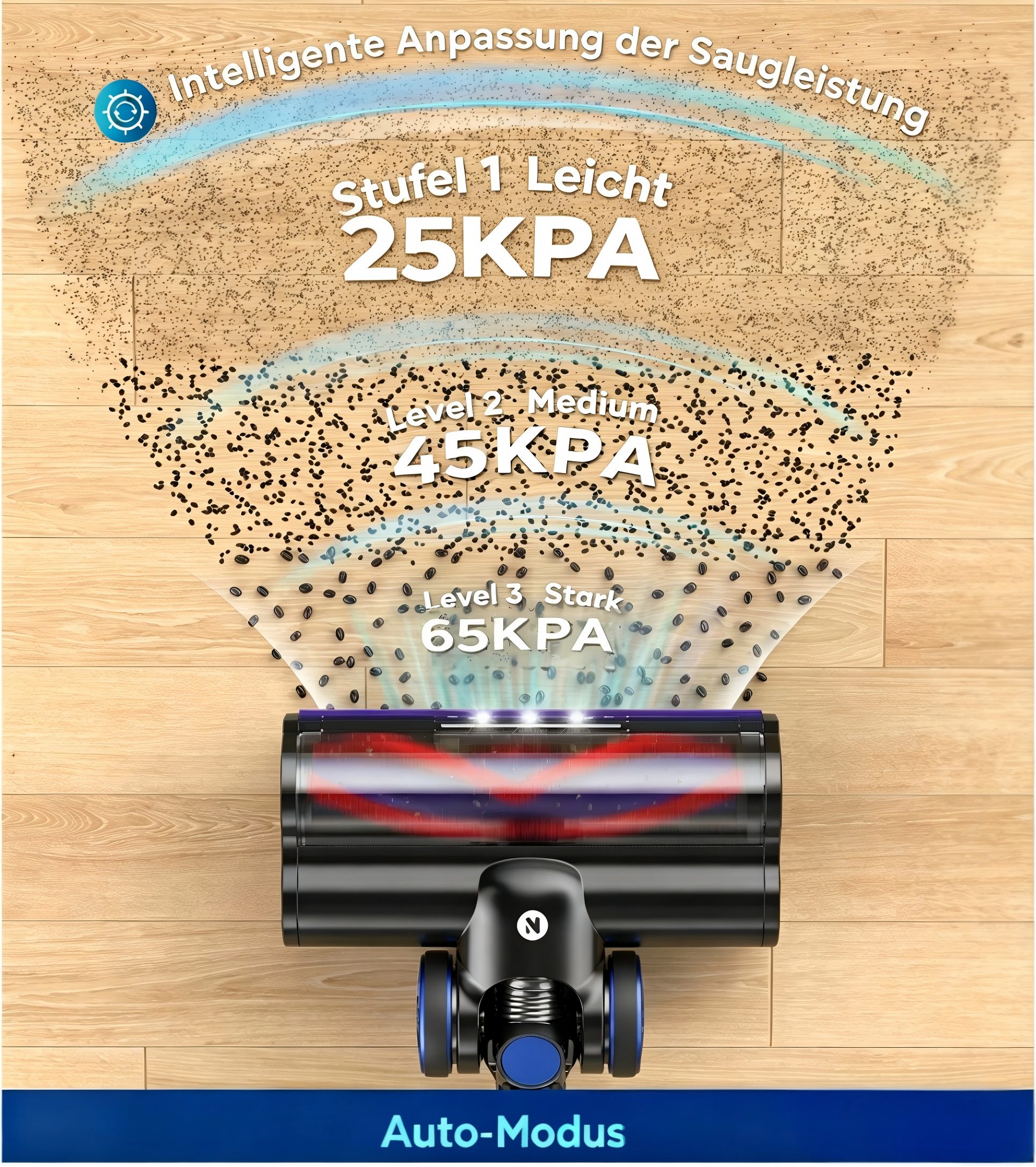 MIBODE Akku-Hand-und Stielstaubsauger 65000Pa Akku Staubsauger 550W 65Min 1,8L Kabelloser Staubsauger, 550 W, beutellos, 65KPa 65Min Akku Staubsauger, kabelloser Staubsauger, 1,8L
