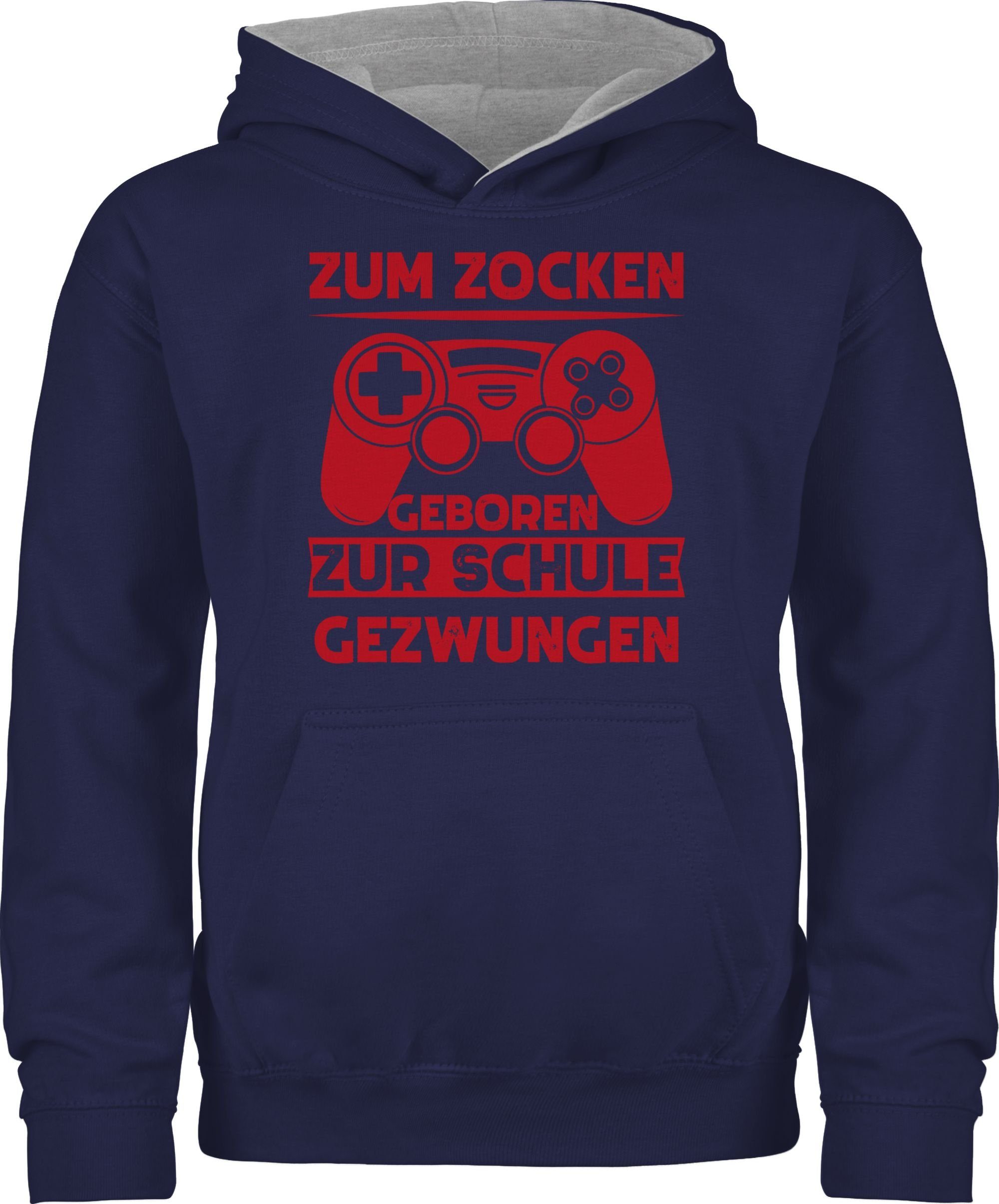 Shirtracer Hoodie Zum zocken geboren zur Schule gezwungen - Lustig Gamer Kinderkleidung und Co