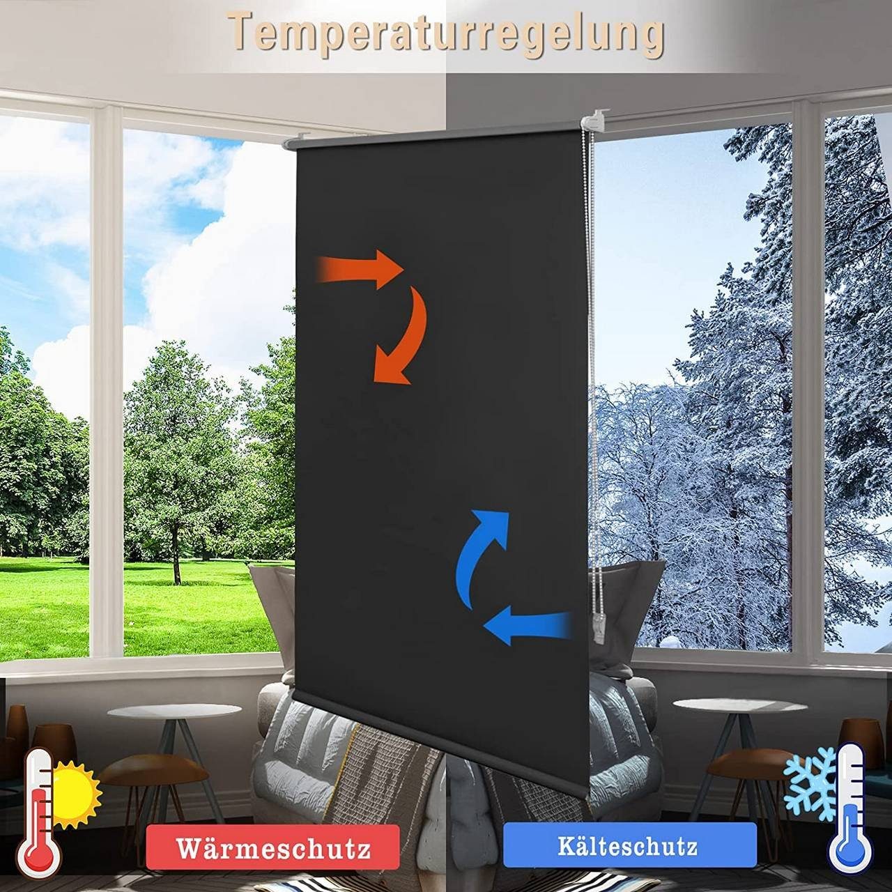 Verdunklungsrollo, Woltu, verdunkelnd, verspannt, Klemmfix, ohne Bohren easyfix