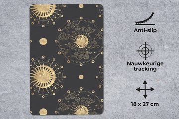 MuchoWow Mauspad Muster - Sonne - Mond - Gold (1-St), Gaming, Mousepad, Büro, 18x27 cm, Mausunterlage