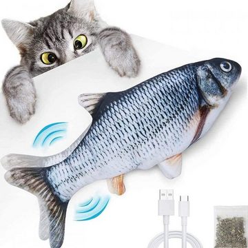 Best Direct® Tier-Beschäftigungsspielzeug Magic Fish®, Baumwolle, Polyester, Katzenspielzeug zappelnder, bewegender Fisch mit Katzenminze