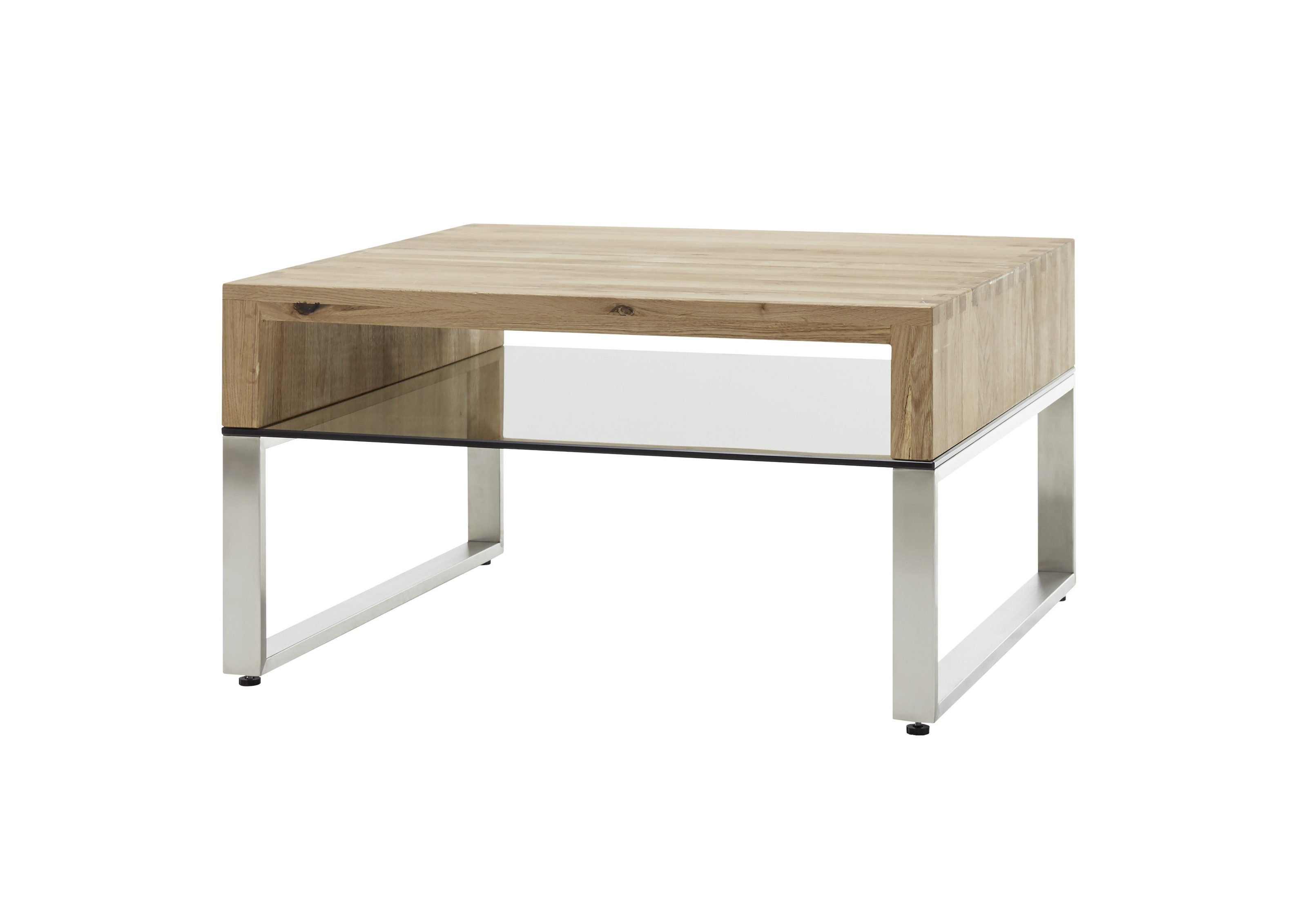 freiraum Couchtisch HILARY, Glasablage, Eiche, Massivholz - 70x39x70cm (BxHxT)