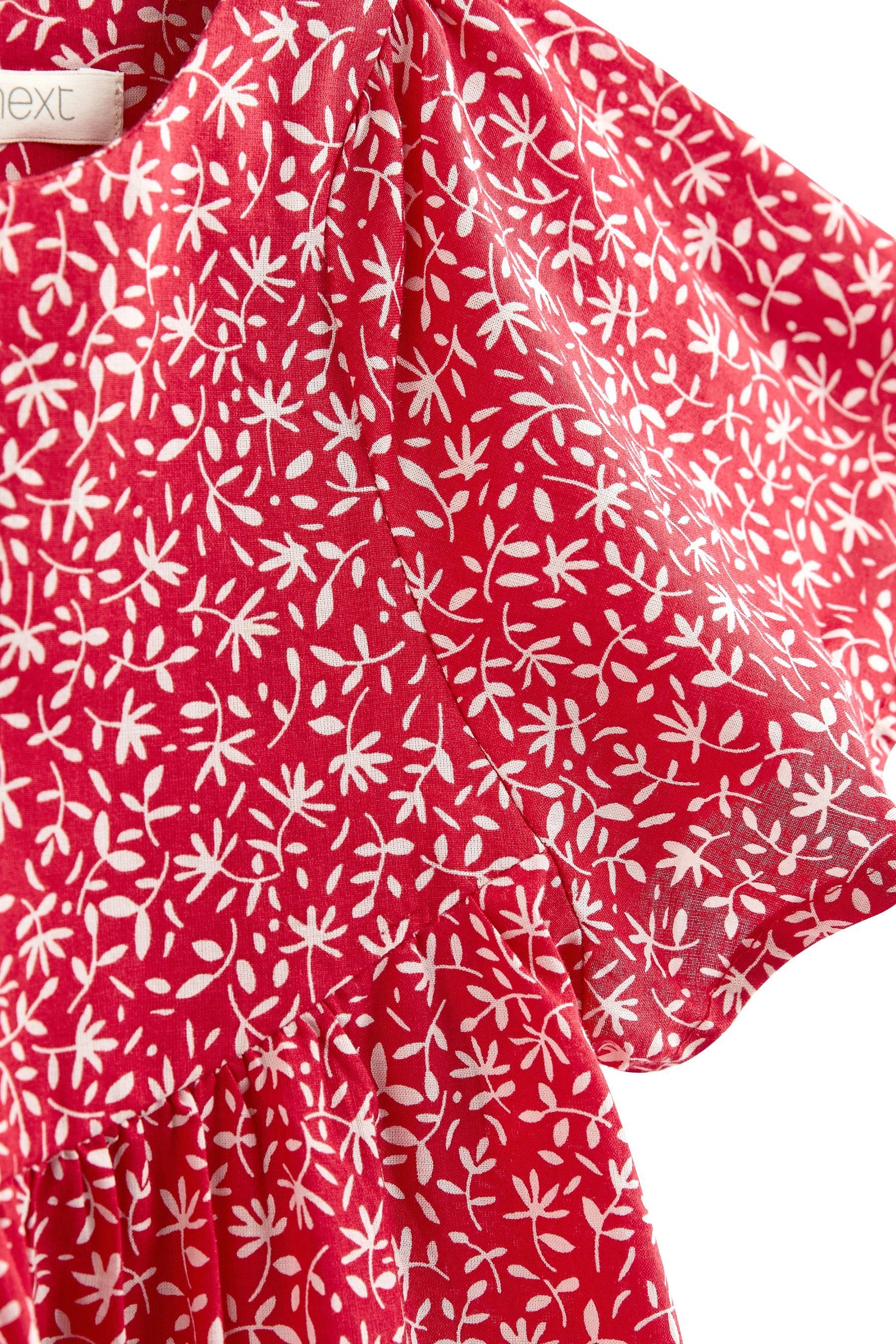 Ditsy Baumwollkleid Flügelärmeln Sommerkleid (1-tlg) Red mit Next