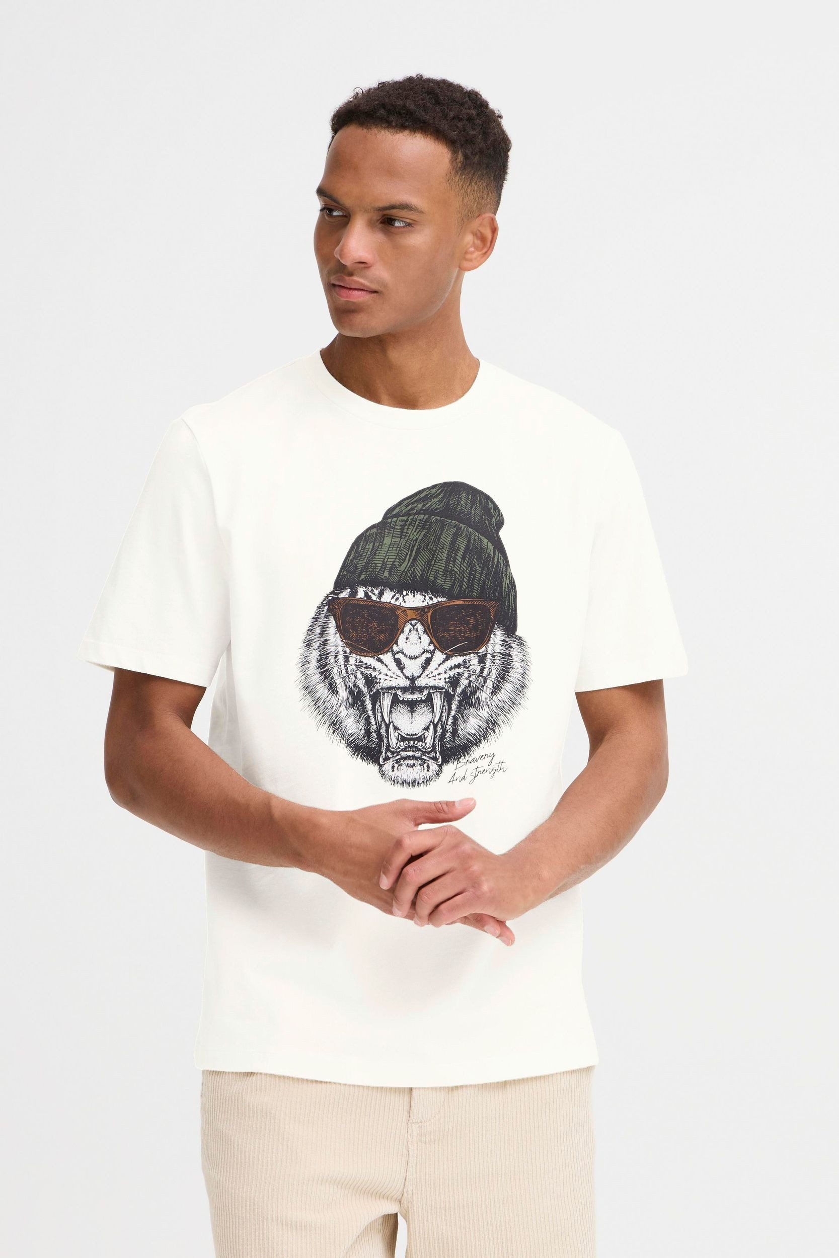 Blend T-Shirt Luftiges Shirt für den Sommer mit Print und Rundhalsausschnit günstig online kaufen