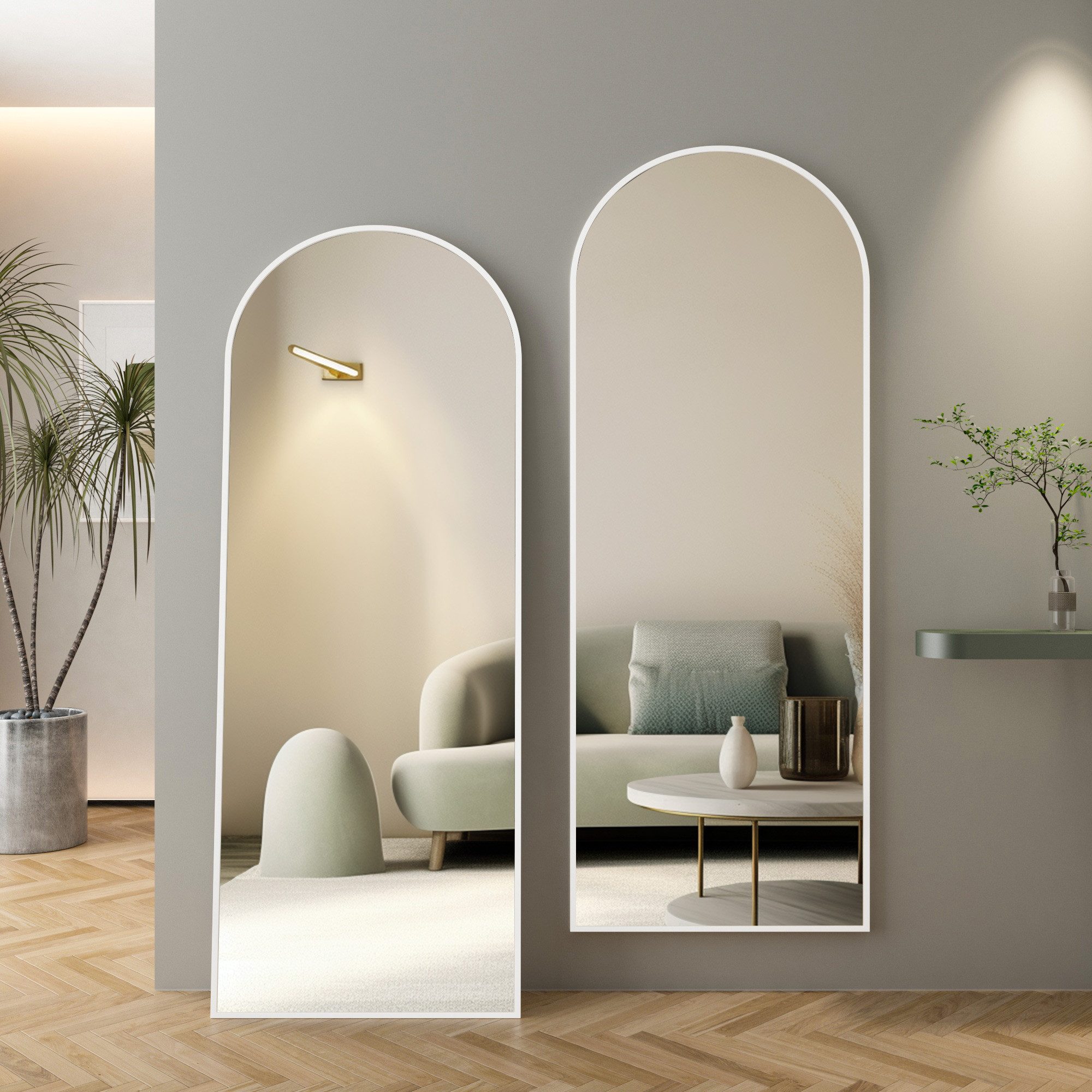 Boromal Wandspiegel groß Flurspiegel Weiß Hochglanz günstig online kaufen