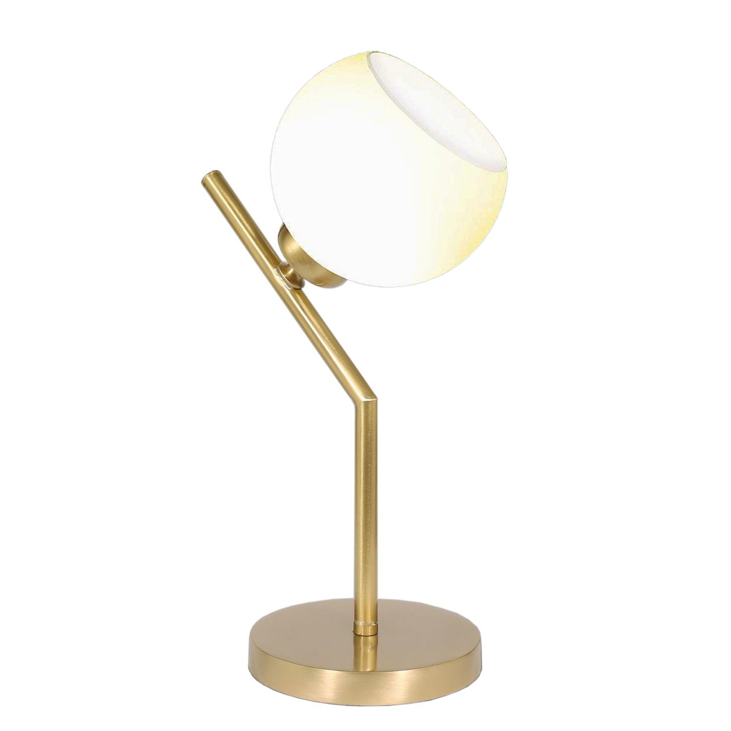 Licht-Erlebnisse Nachttischlampe TRIVIA, ohne Leuchtmittel, Tischlampe  Messing massiv Glas in Bronze hell Weiß Vintage Design