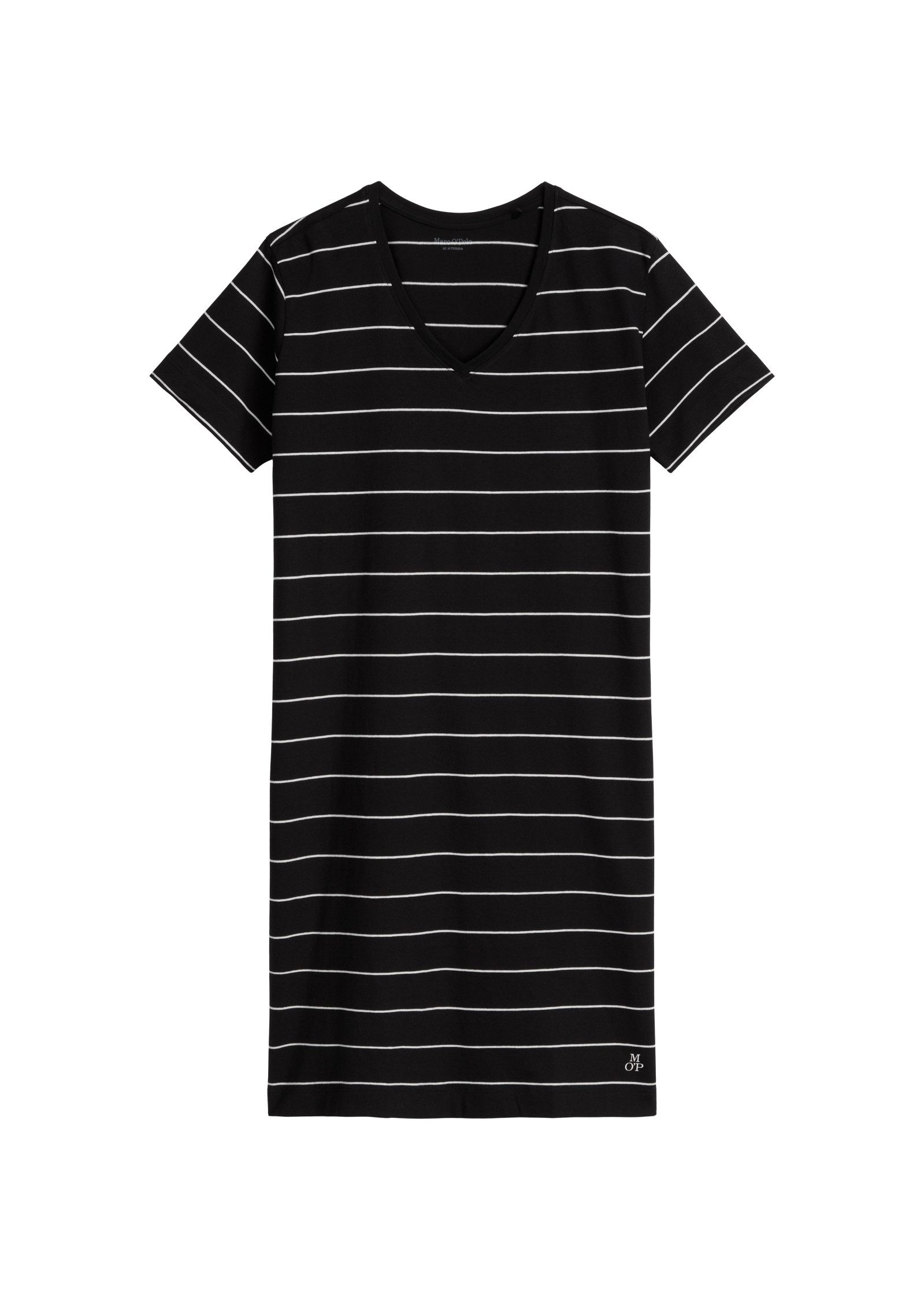 Marc O'Polo Nachthemd Mix N Match Cotton mit V-Ausschnitt und kurzen Ärmeln, gestreift