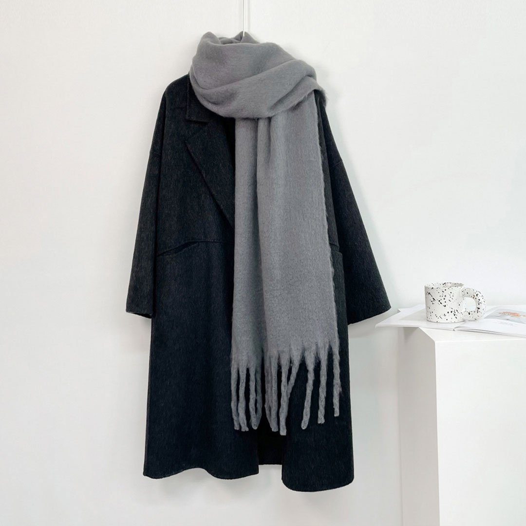 AUKUU Schal Halstuch Winterlicher vielseitiger Schal für Damen, Schal, mit, (Quasten) grau