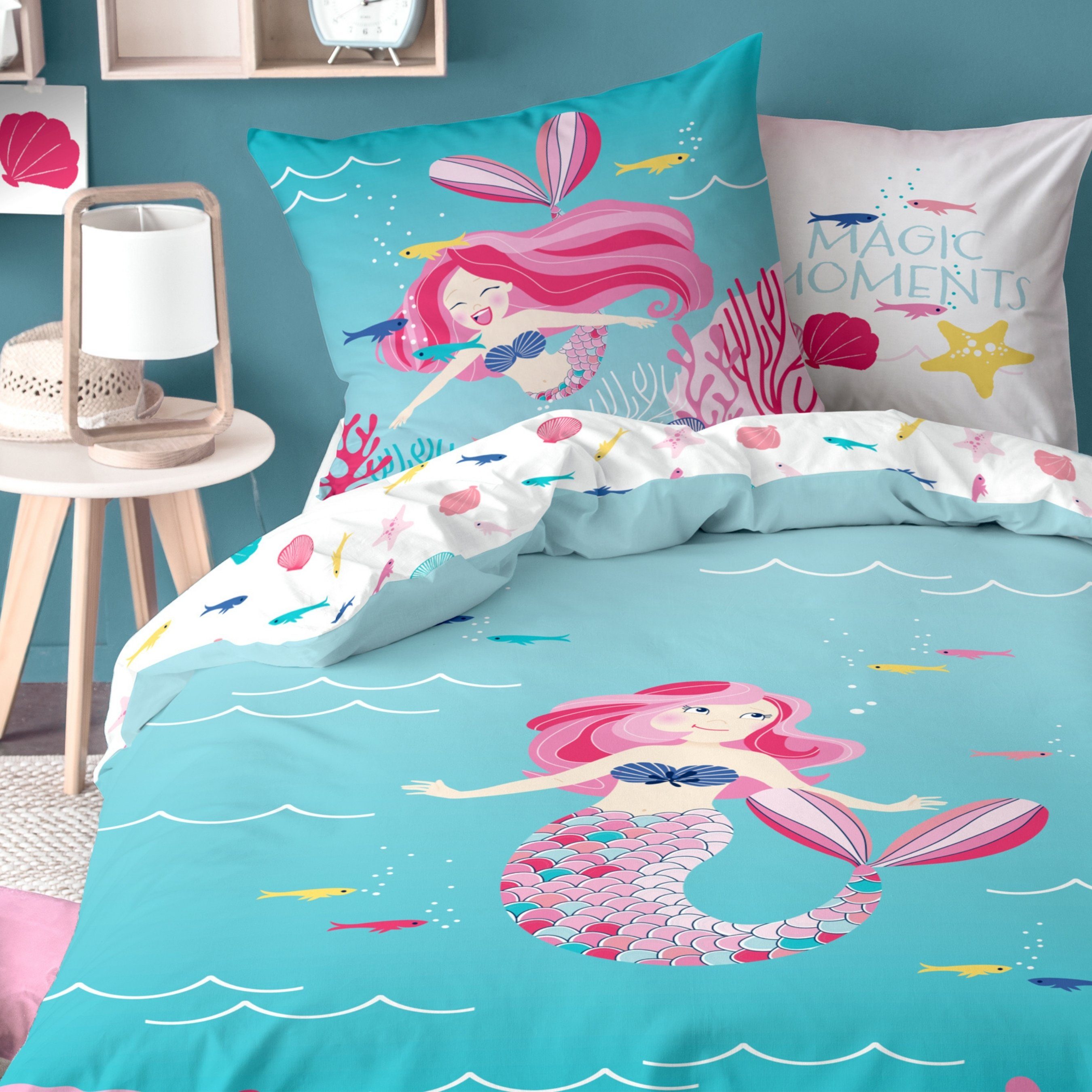 MTOnlinehandel Bettwäsche Meerjungfrau 135x200 + 80x80 günstig online kaufen