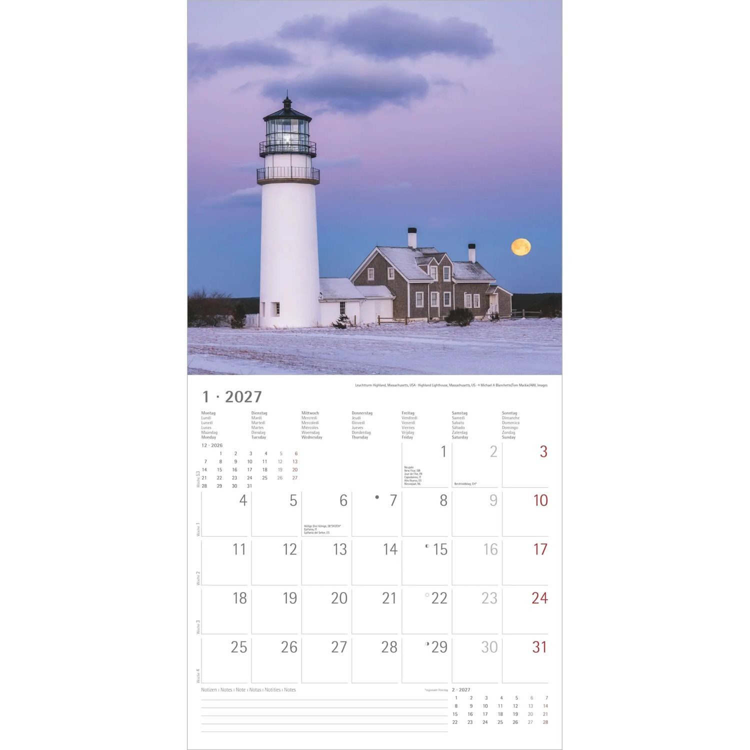 NEUMANN Wandkalender Leuchttürme 2027