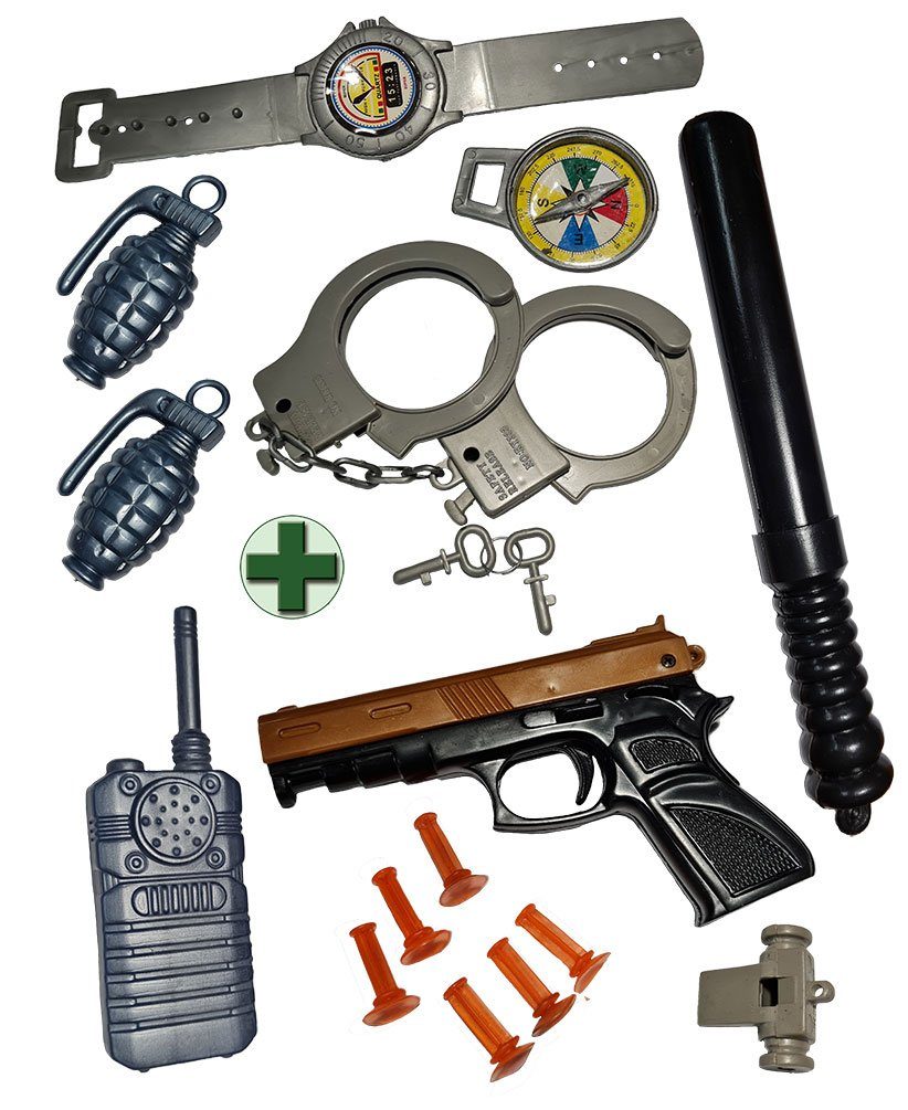 Mädchen Polizistin Kostüm – Komplett-Set Mit Kleid, Mütze, Handschellen & Walkie-Talkie, Für Karneval & Fasching