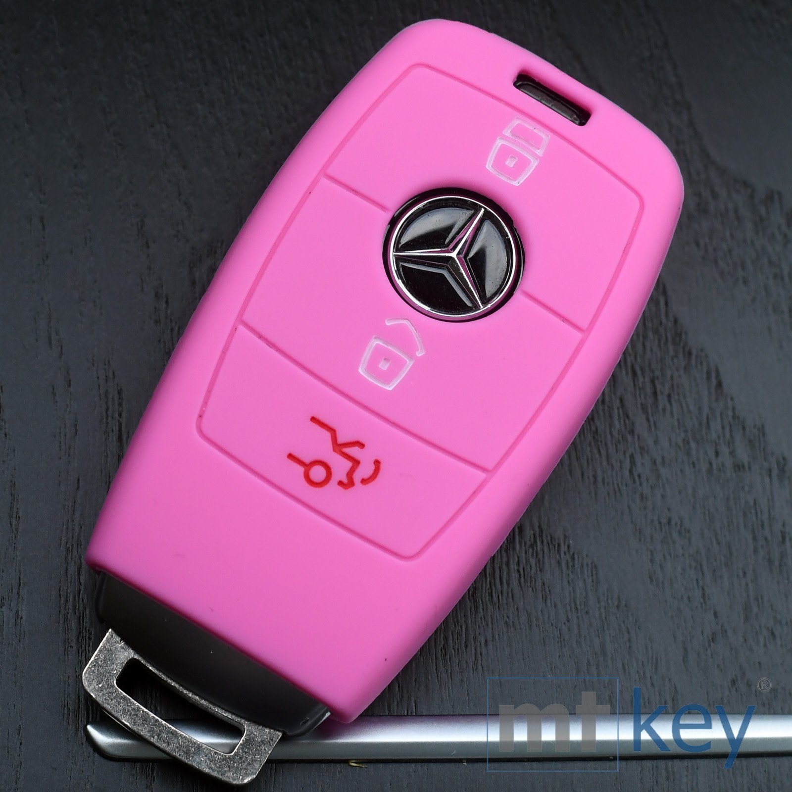 mt-key 3 KEYLESS S213 Rosa, W213 Silikon Tasten Benz Softcase Autoschlüssel Schutzhülle C238 E-Klasse Schlüsseltasche W238 für Mercedes