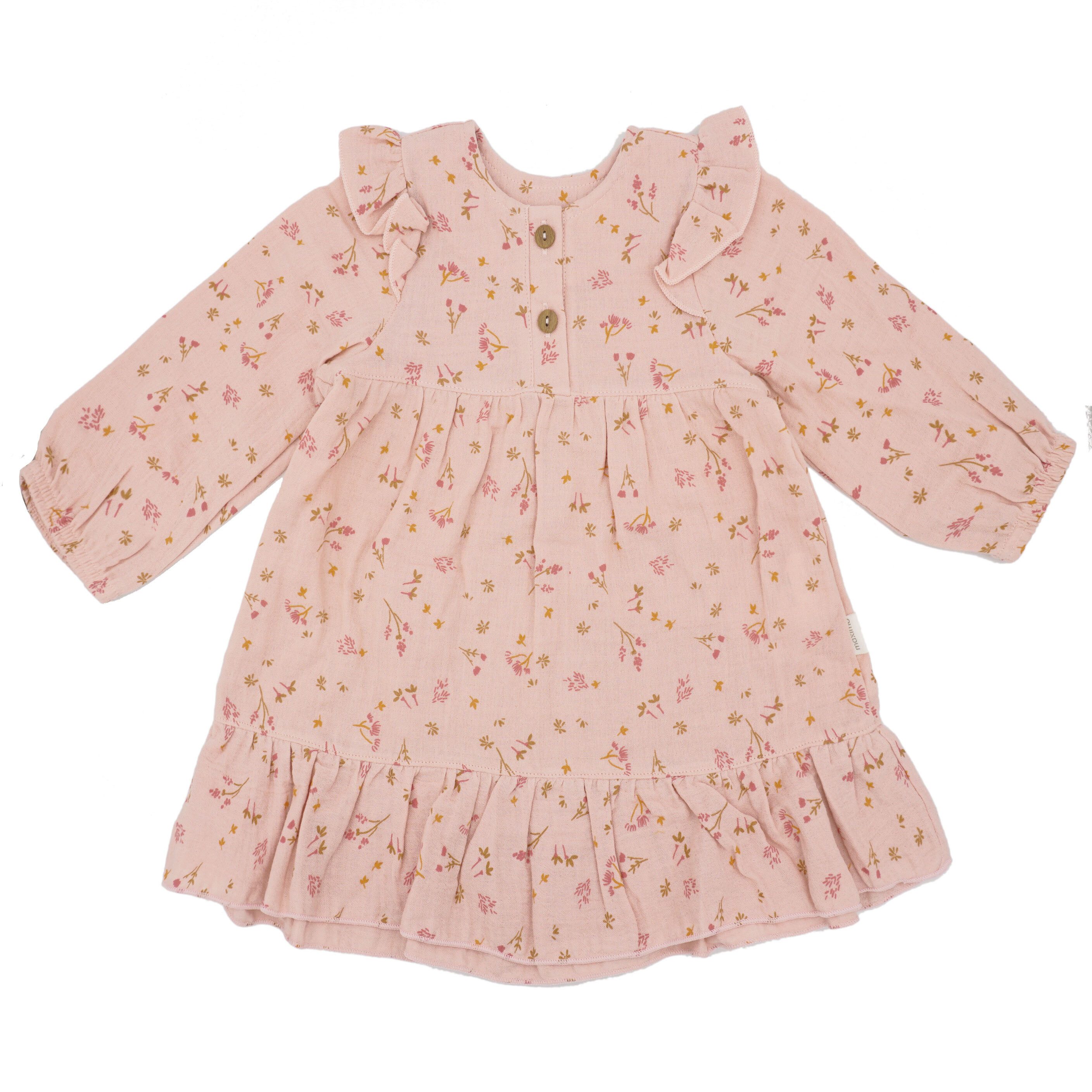 Sommerkleid GOTS BABY GIRL-Kleid, Langarm Rüschen, Musselin