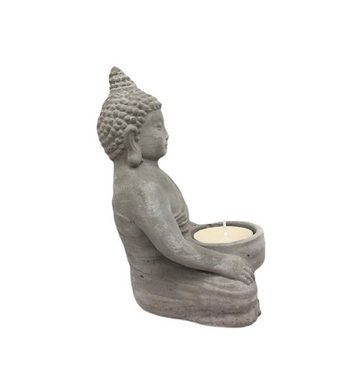 Linoows Windlicht Kerzenhalter, Teelichthalter Buddha, Gartenlicht (1x), Buddha mit Teelicht, Kerzenständer aus Beton